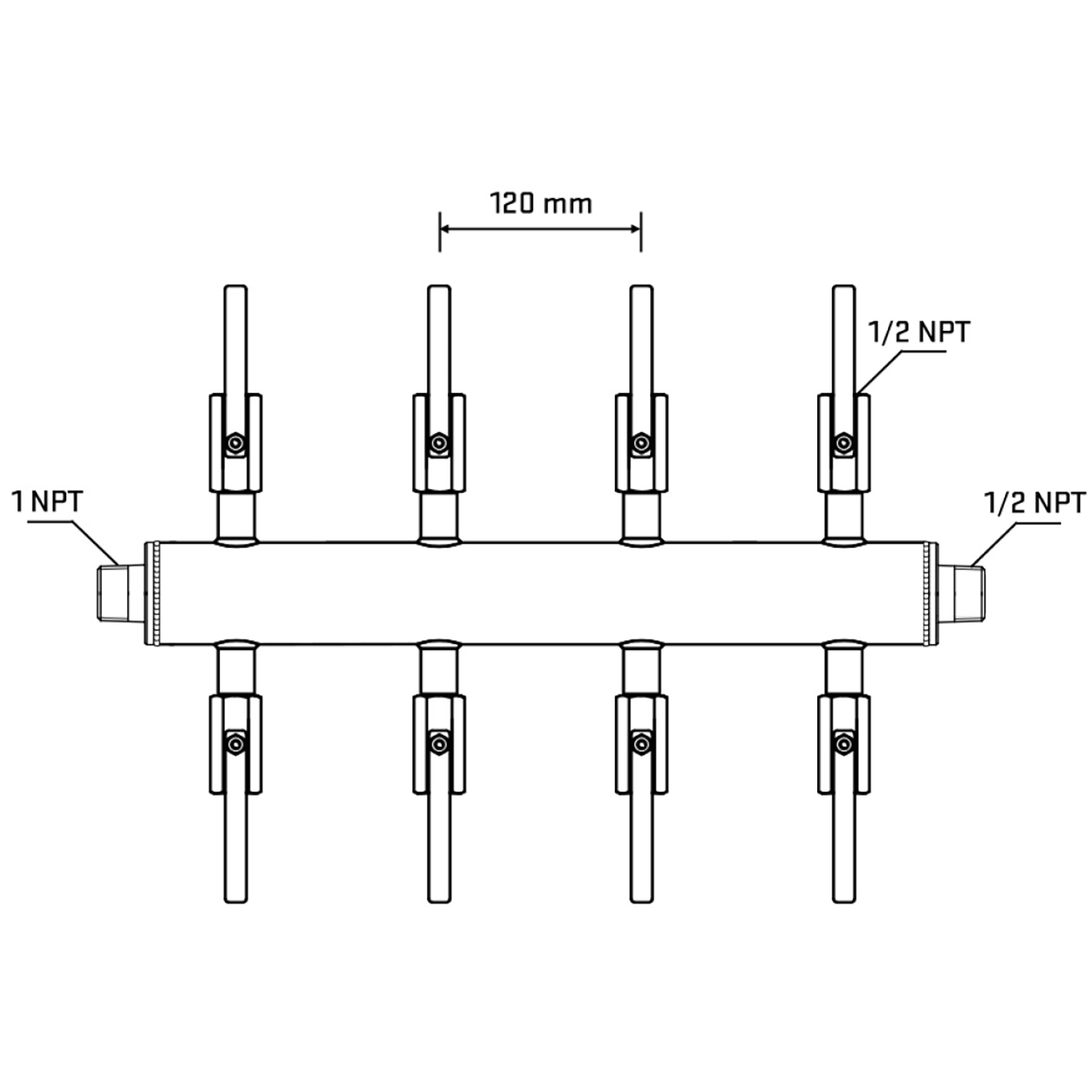 M508B080930 Manifolds Stainless Steel Double Sided