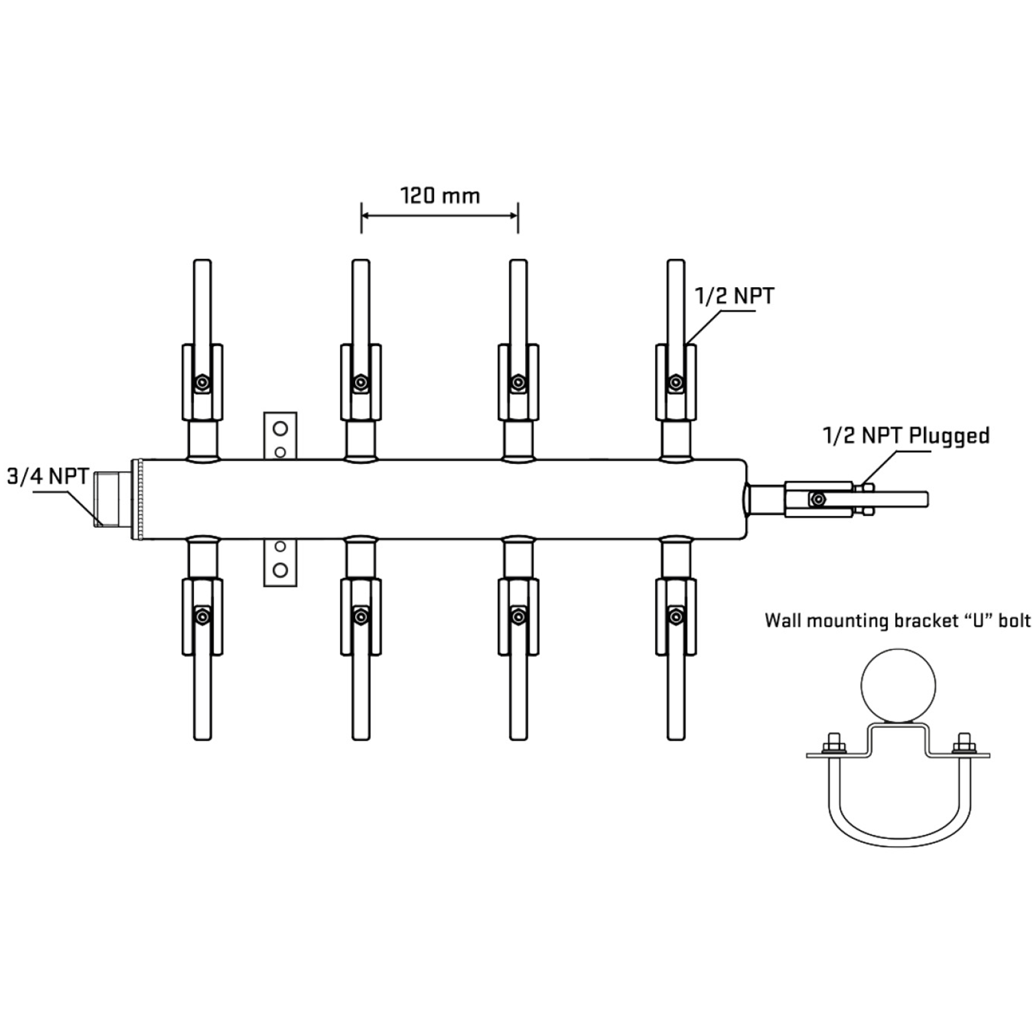 M508B081011 Manifolds Stainless Steel Double Sided