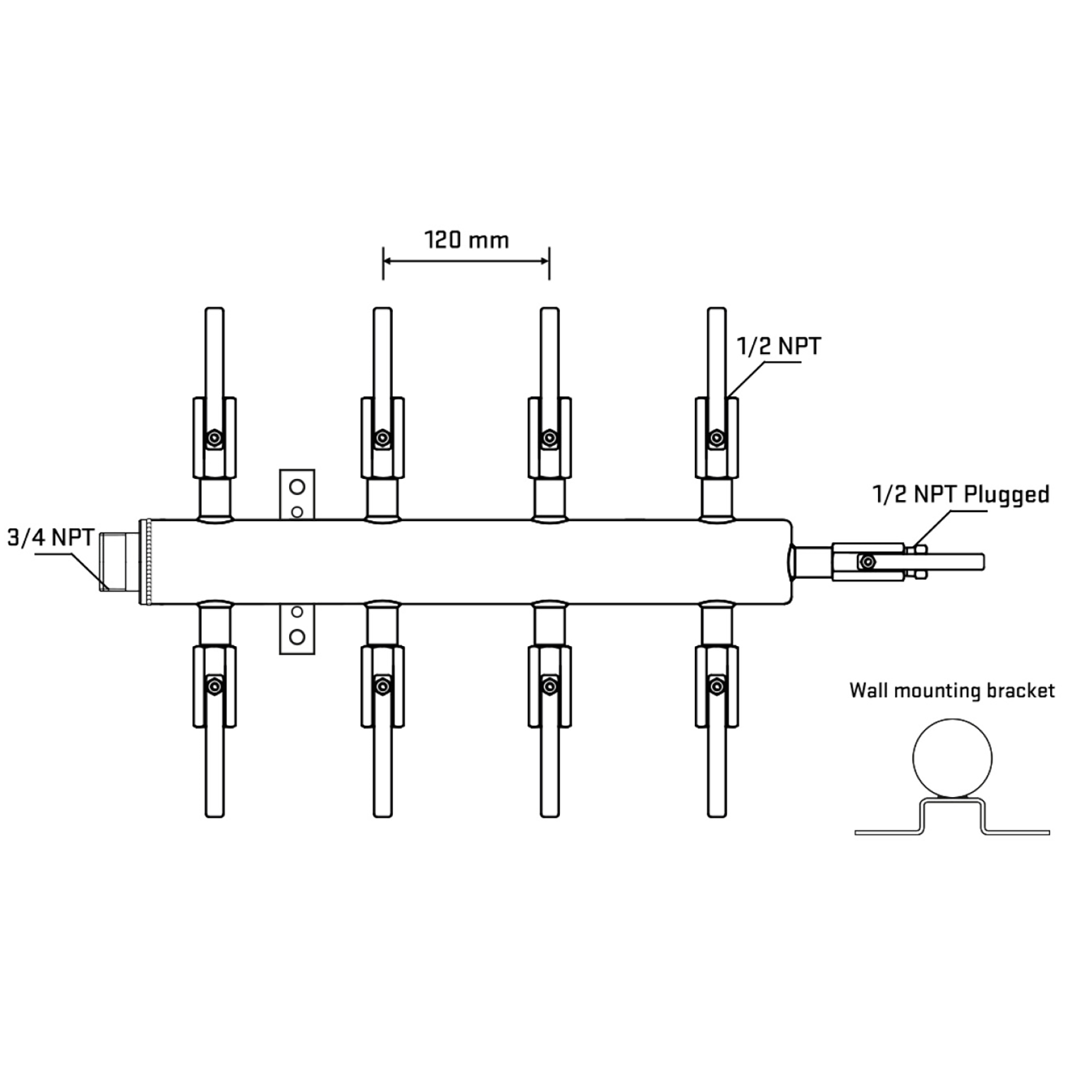 M508B081012 Manifolds Stainless Steel Double Sided