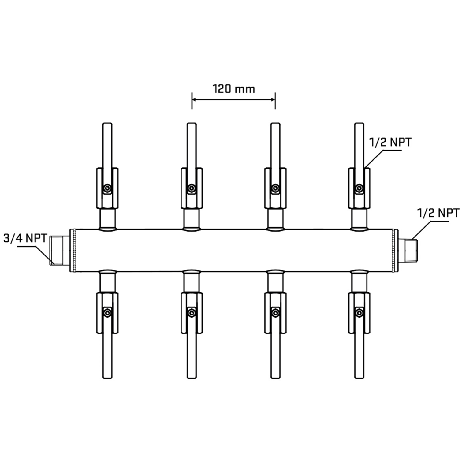 M508B081030 Manifolds Stainless Steel Double Sided