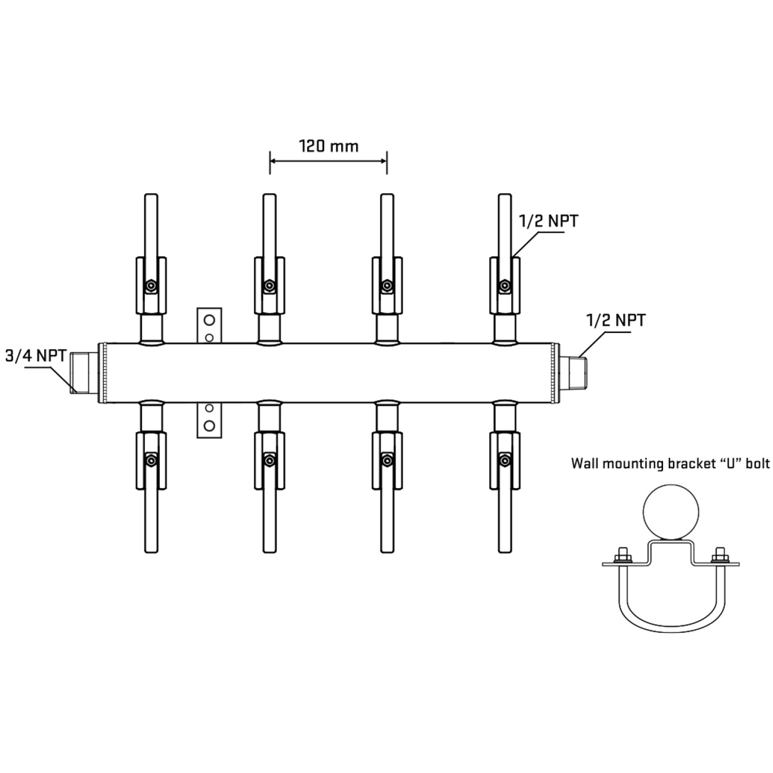 M508B081031 Manifolds Stainless Steel Double Sided