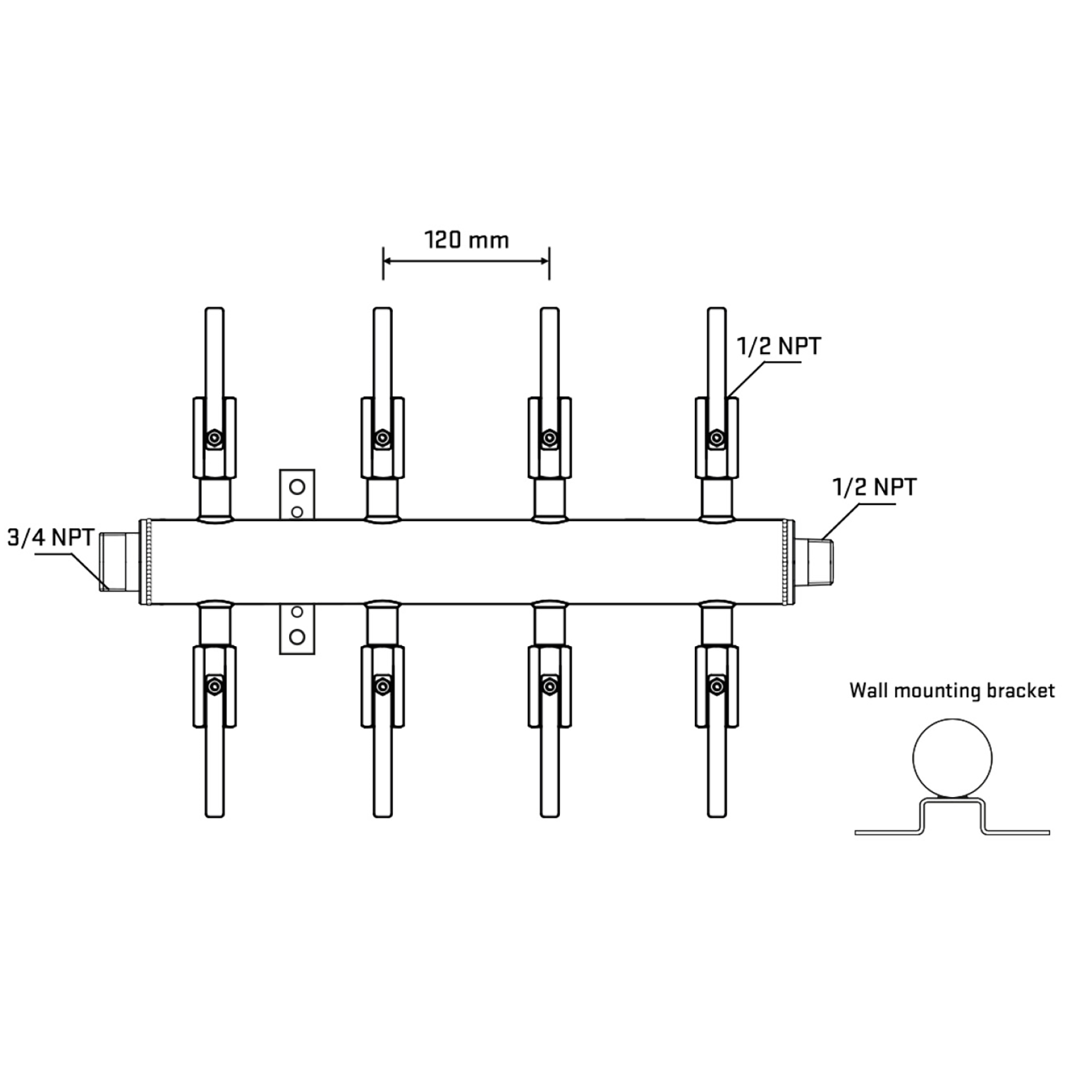 M508B081032 Manifolds Stainless Steel Double Sided