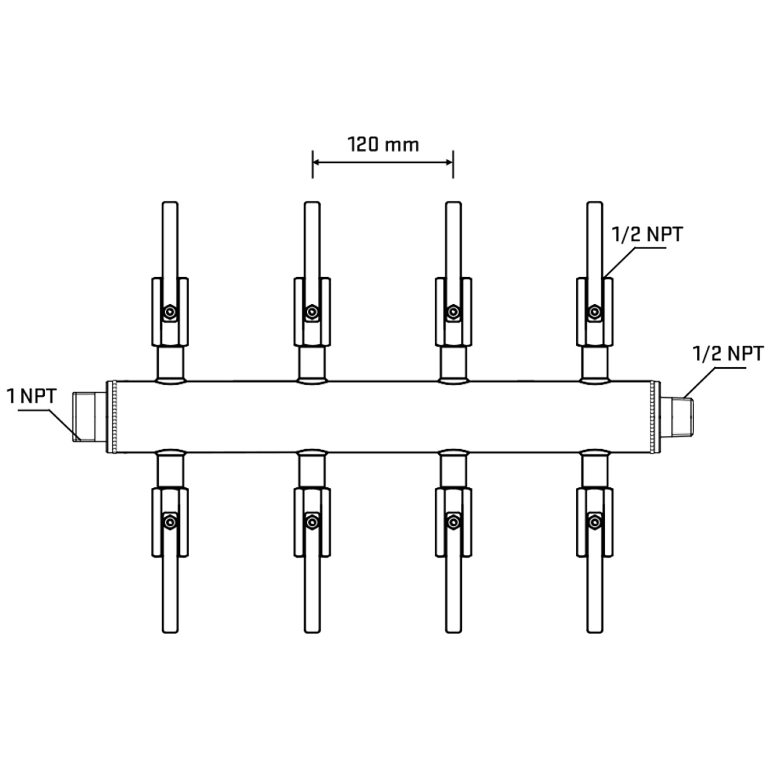 M508B081130 Manifolds Stainless Steel Double Sided