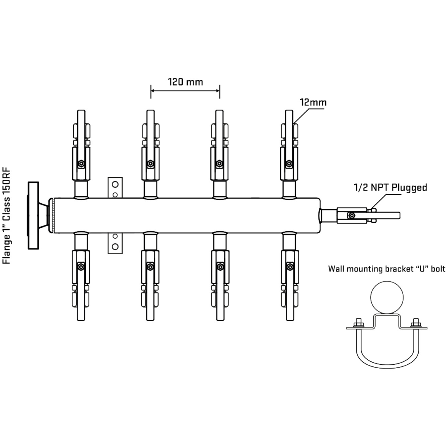 M508B100111 Manifolds Stainless Steel Double Sided