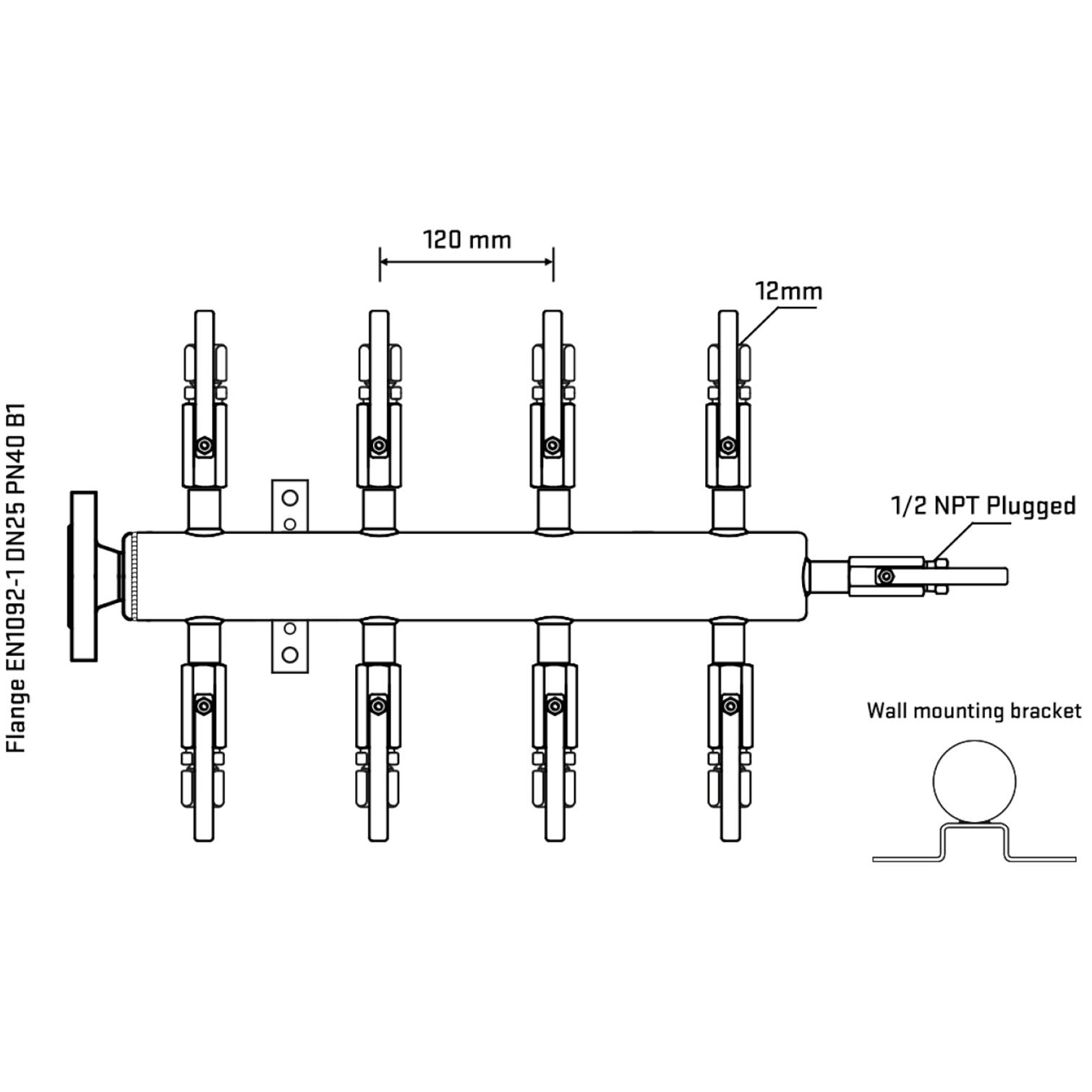 M508B100312 Manifolds Stainless Steel Double Sided