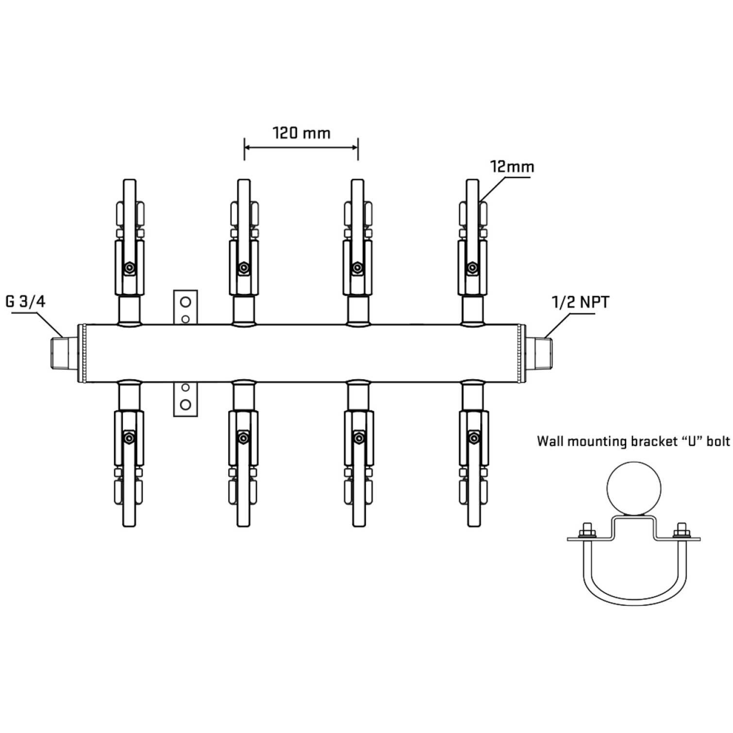 M508B100431 Manifolds Stainless Steel Double Sided