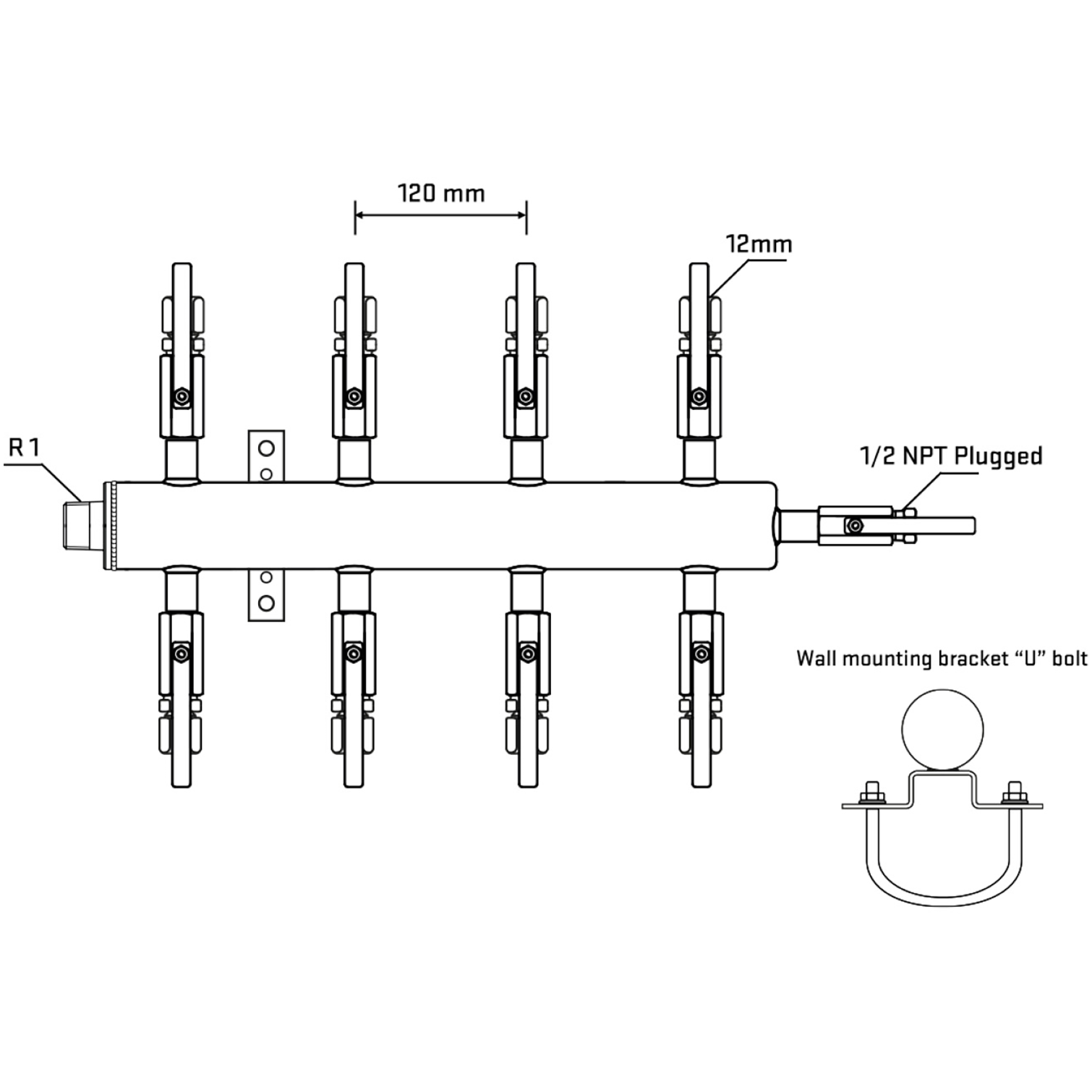 M508B100511 Manifolds Stainless Steel Double Sided