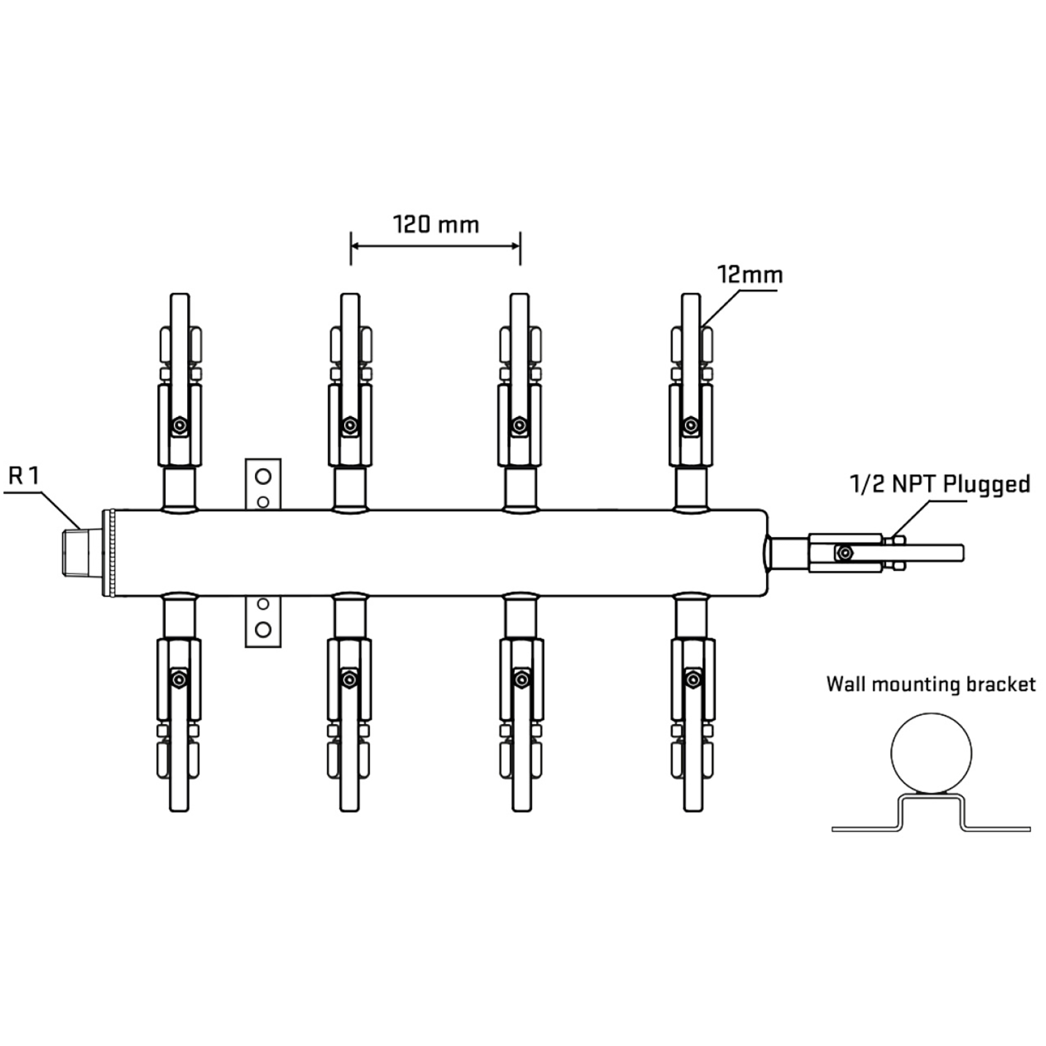 M508B100512 Manifolds Stainless Steel Double Sided