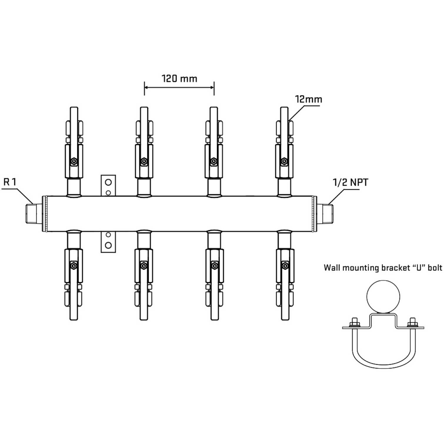 M508B100531 Manifolds Stainless Steel Double Sided