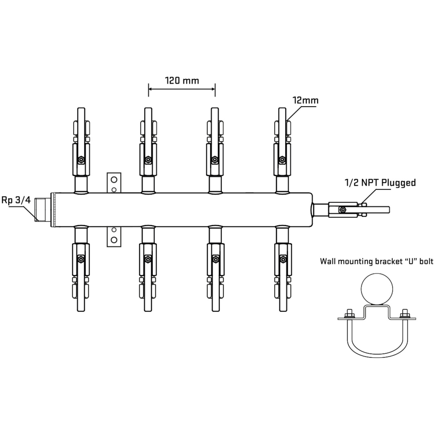 M508B100611 Manifolds Stainless Steel Double Sided