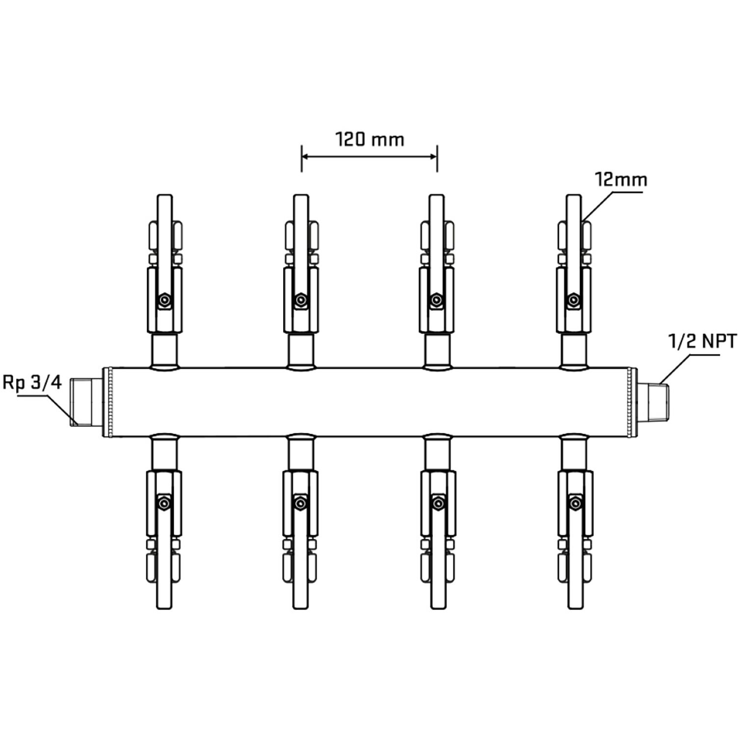 M508B100630 Manifolds Stainless Steel Double Sided