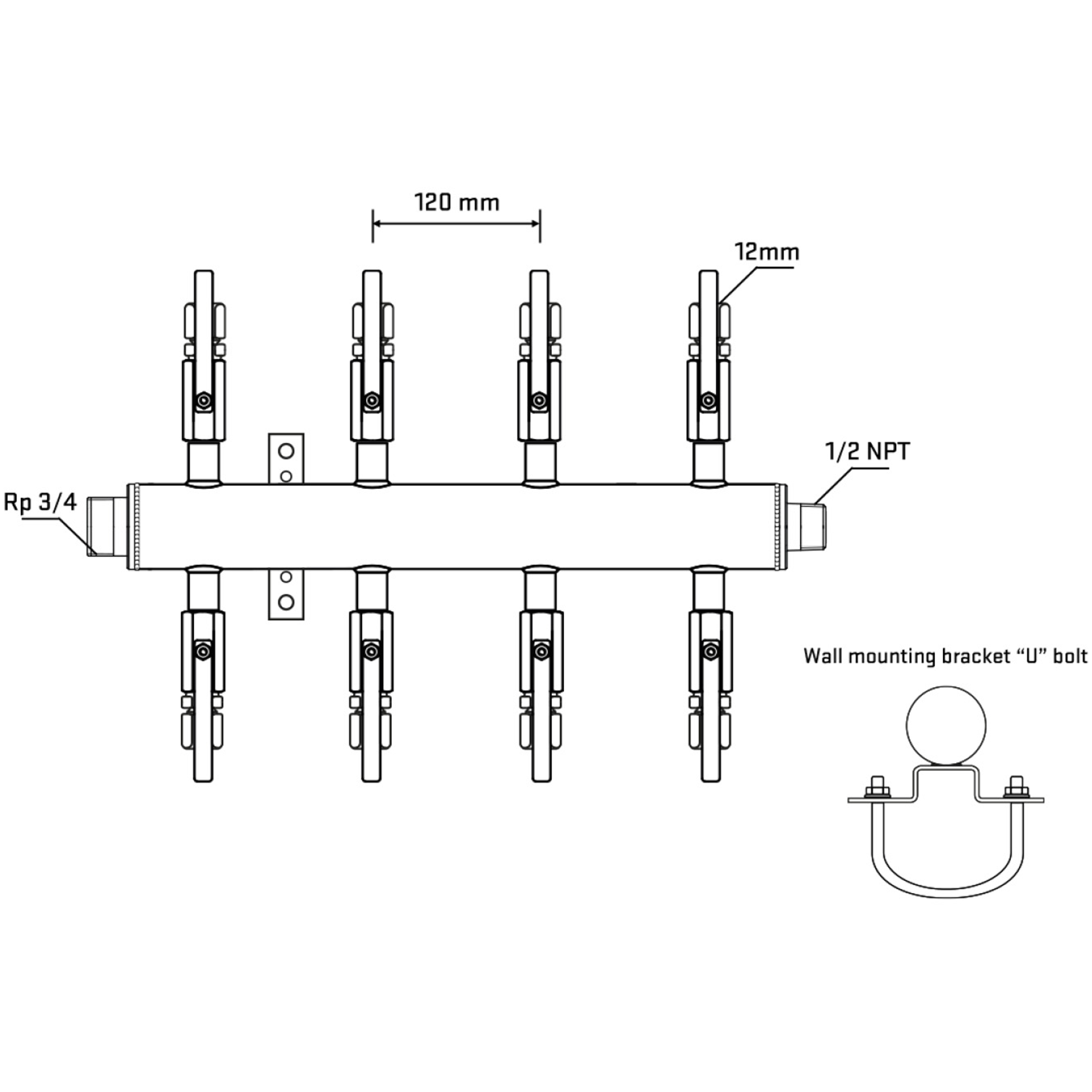 M508B100631 Manifolds Stainless Steel Double Sided