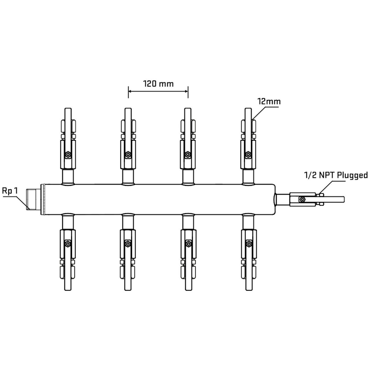 M508B100710 Manifolds Stainless Steel Double Sided