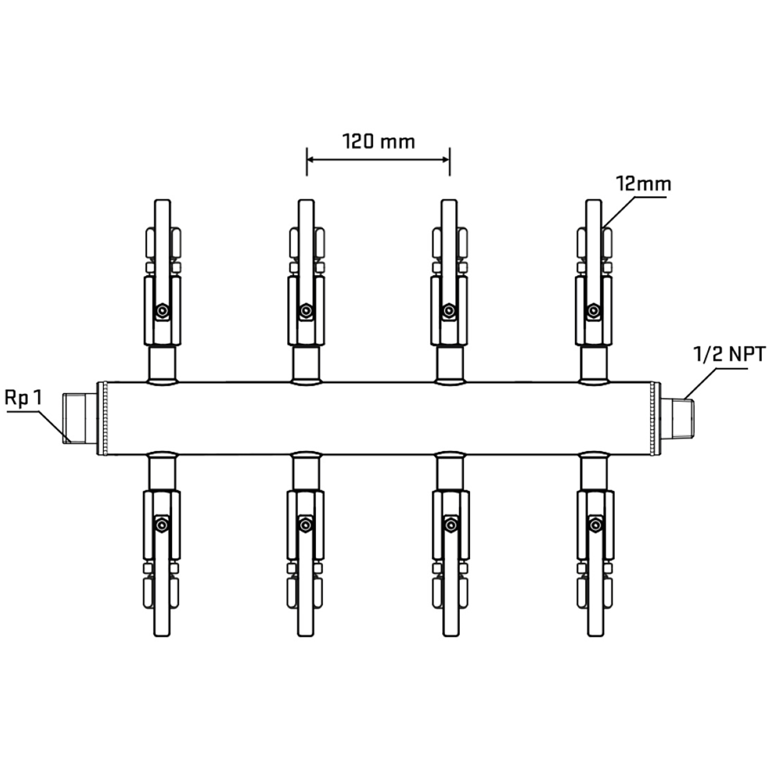 M508B100730 Manifolds Stainless Steel Double Sided