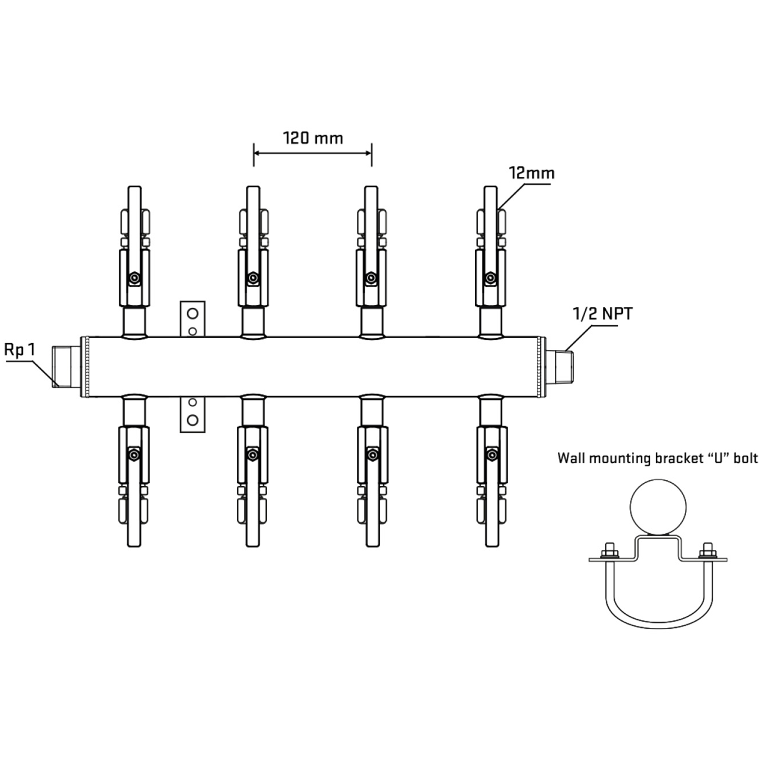 M508B100731 Manifolds Stainless Steel Double Sided