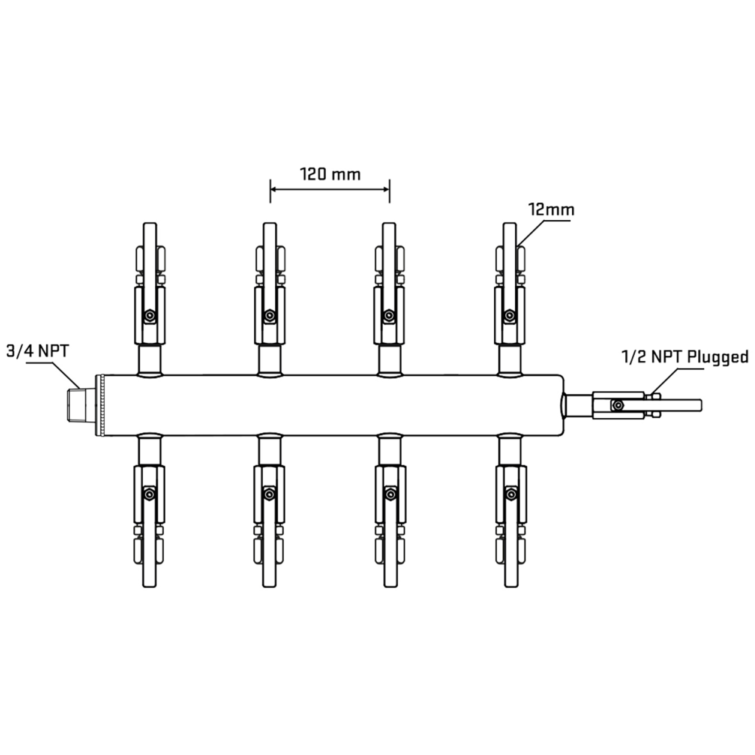 M508B100810 Manifolds Stainless Steel Double Sided