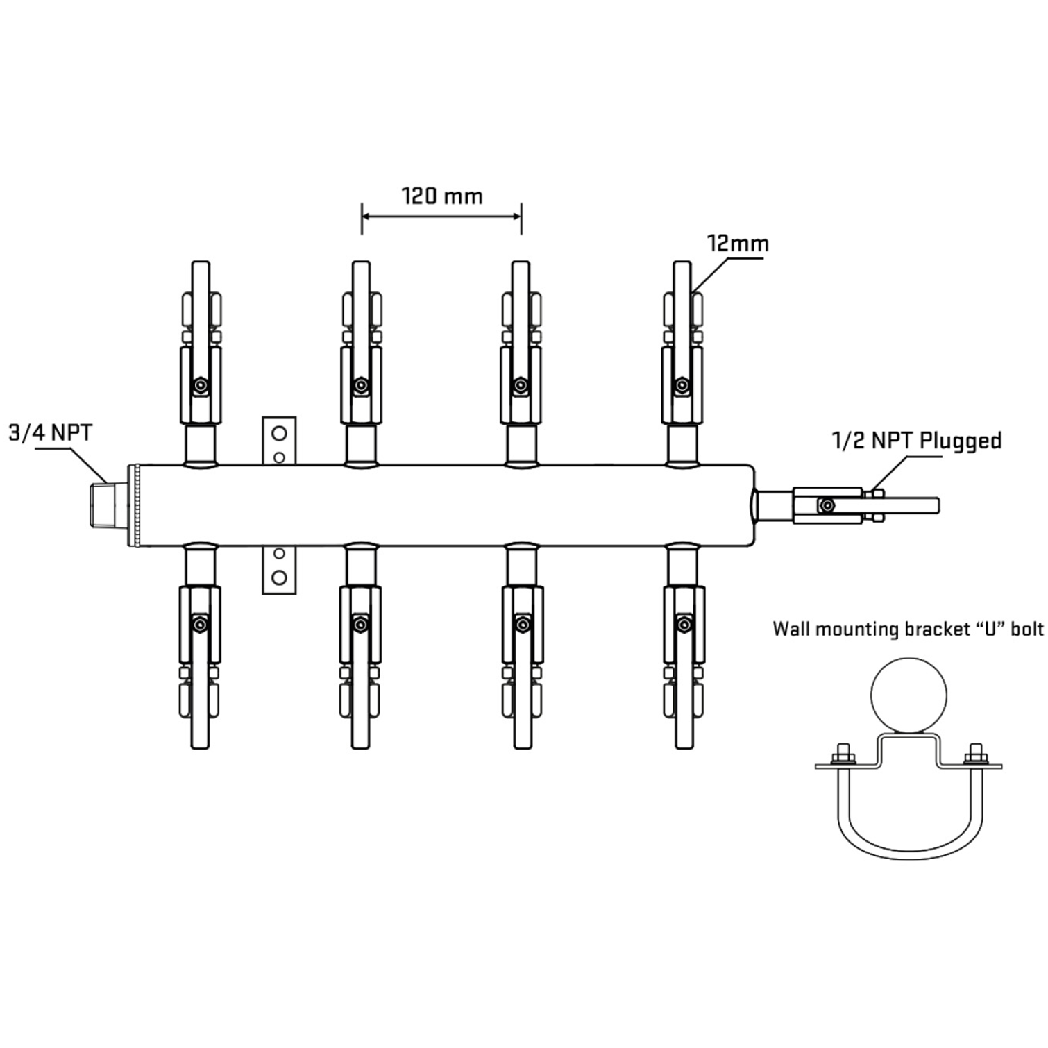 M508B100811 Manifolds Stainless Steel Double Sided