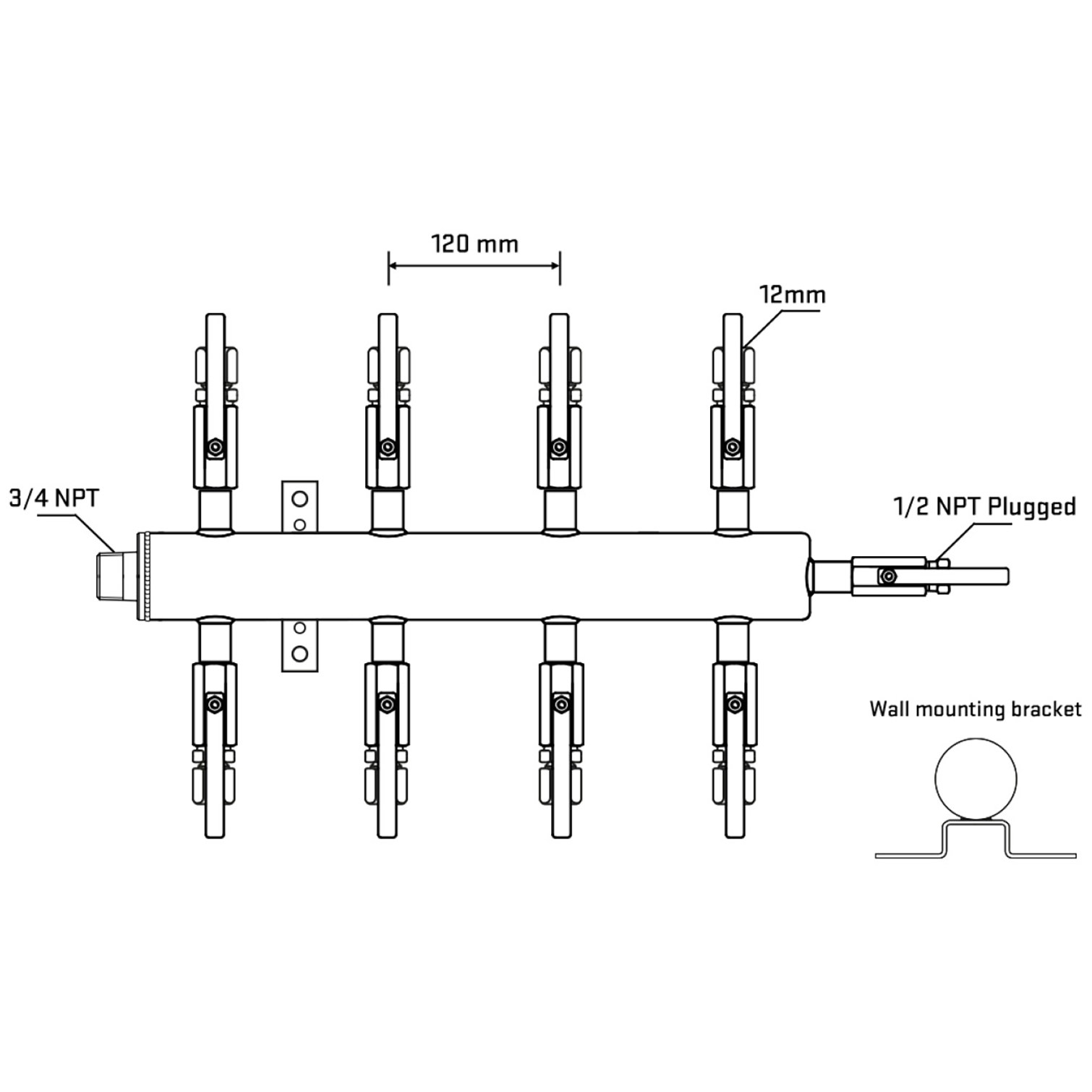 M508B100812 Manifolds Stainless Steel Double Sided