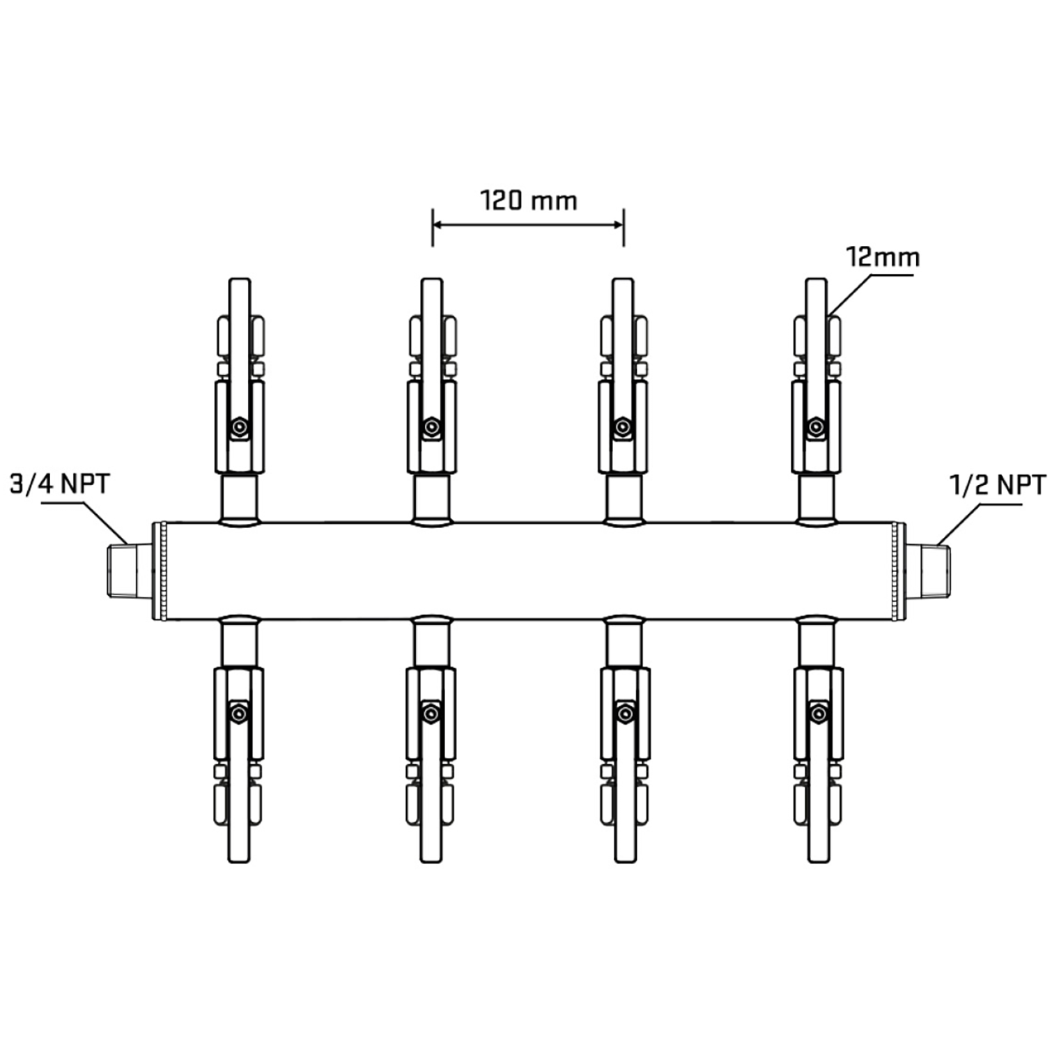 M508B100830 Manifolds Stainless Steel Double Sided