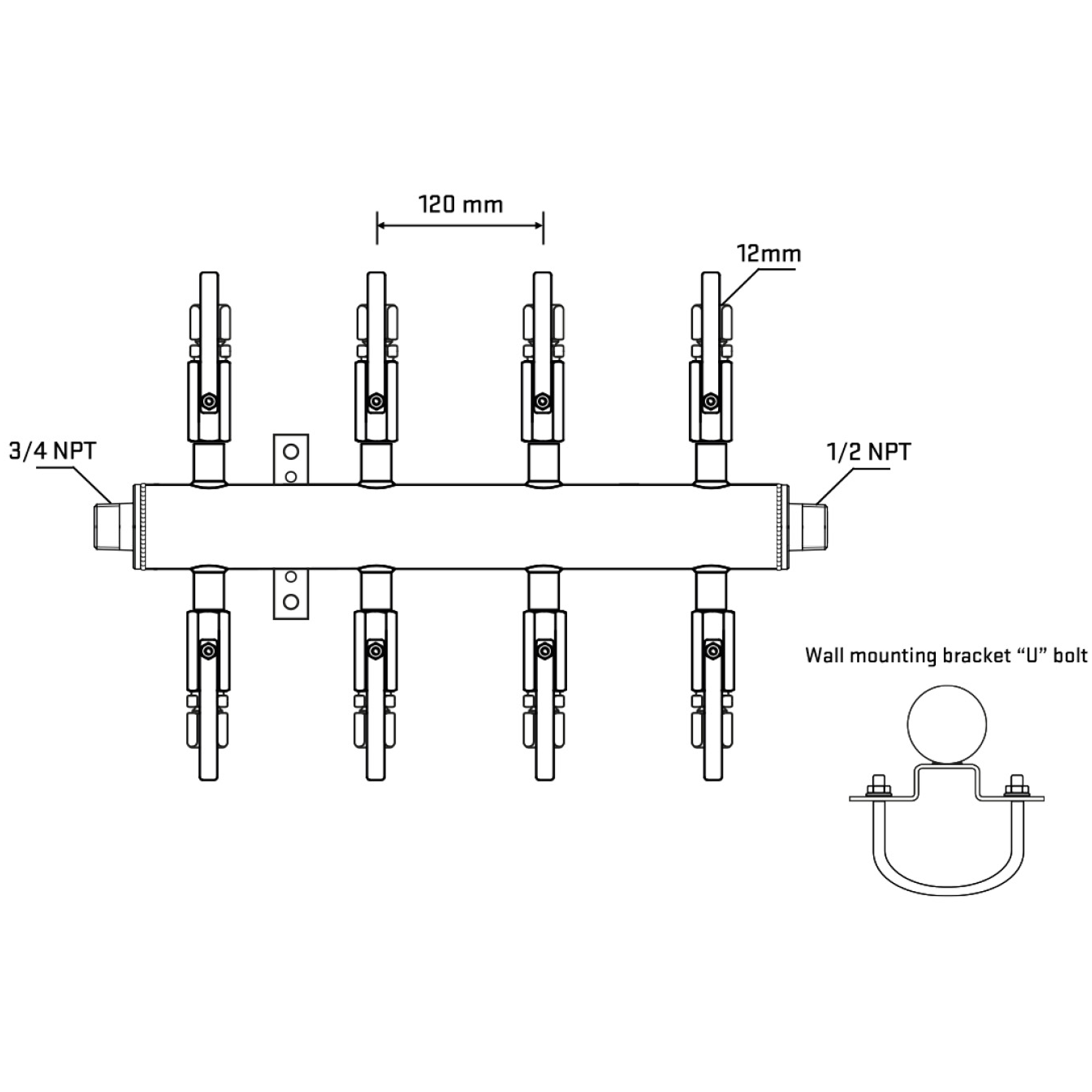 M508B100831 Manifolds Stainless Steel Double Sided