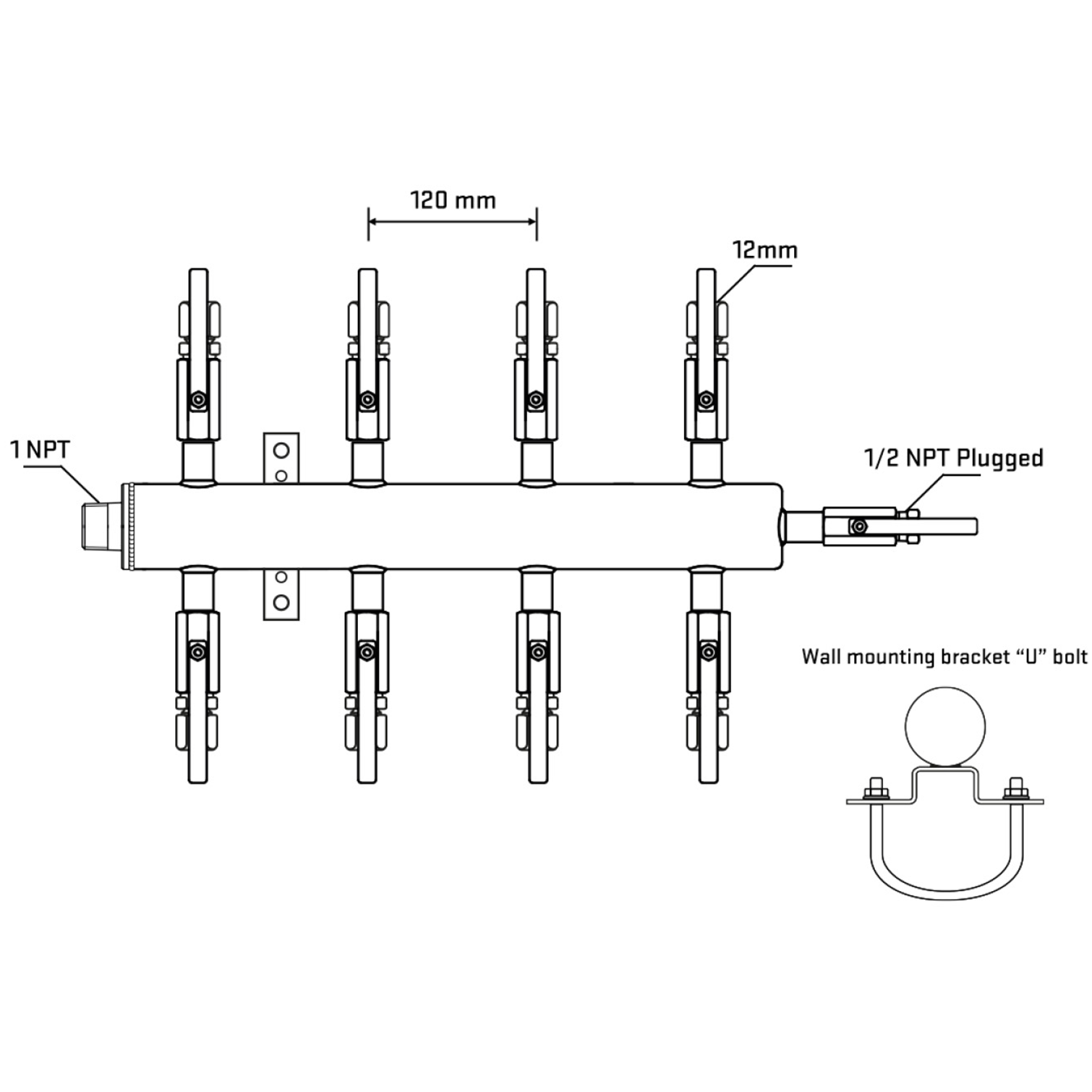 M508B100911 Manifolds Stainless Steel Double Sided