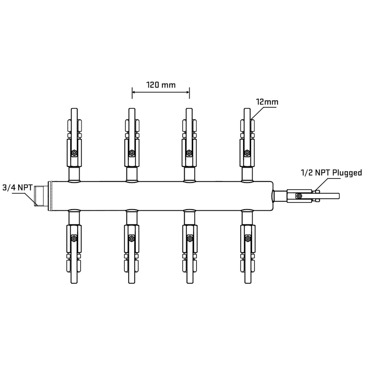 M508B101010 Manifolds Stainless Steel Double Sided