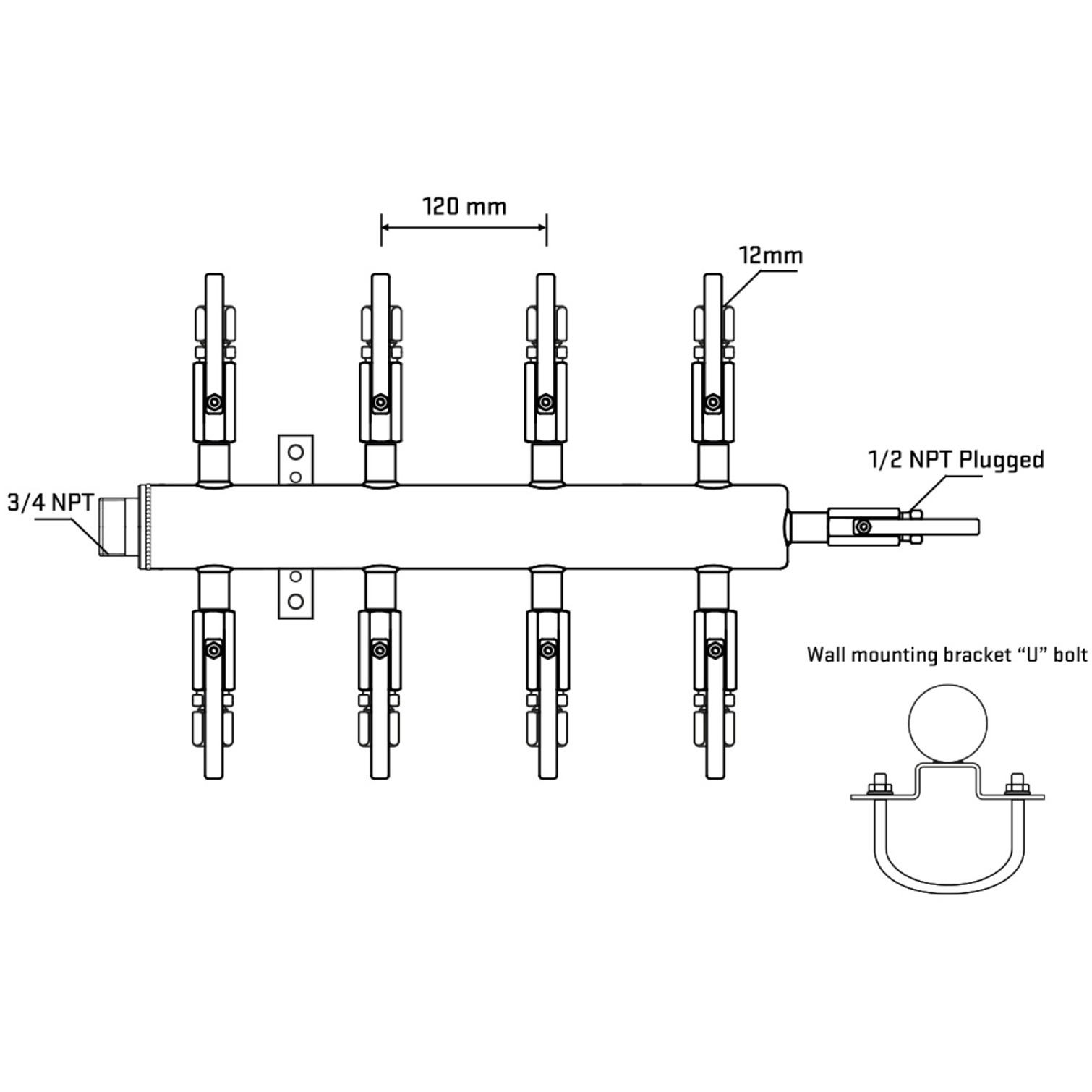 M508B101011 Manifolds Stainless Steel Double Sided