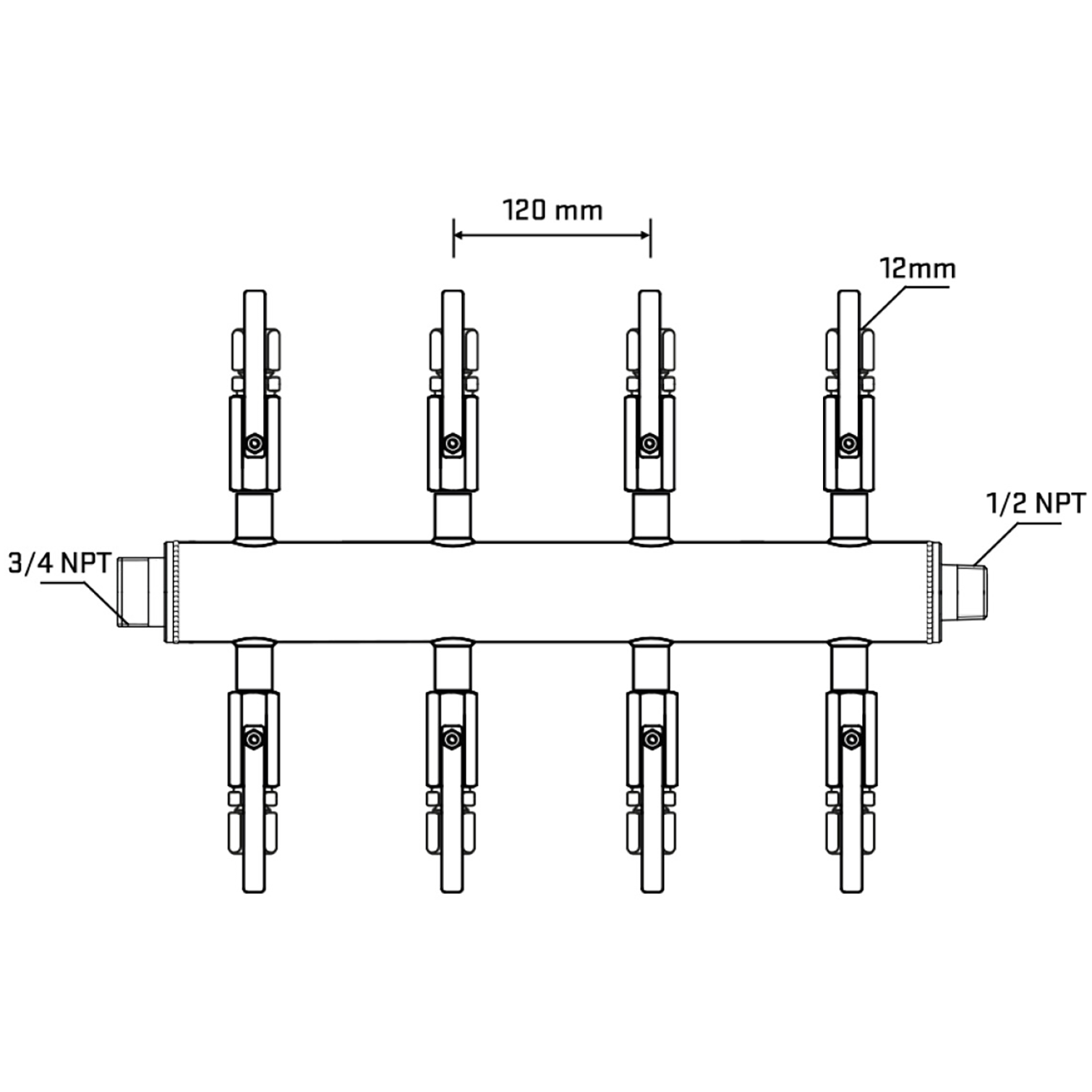 M508B101030 Manifolds Stainless Steel Double Sided