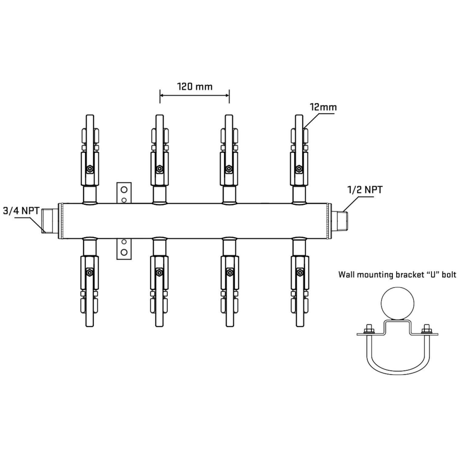 M508B101031 Manifolds Stainless Steel Double Sided