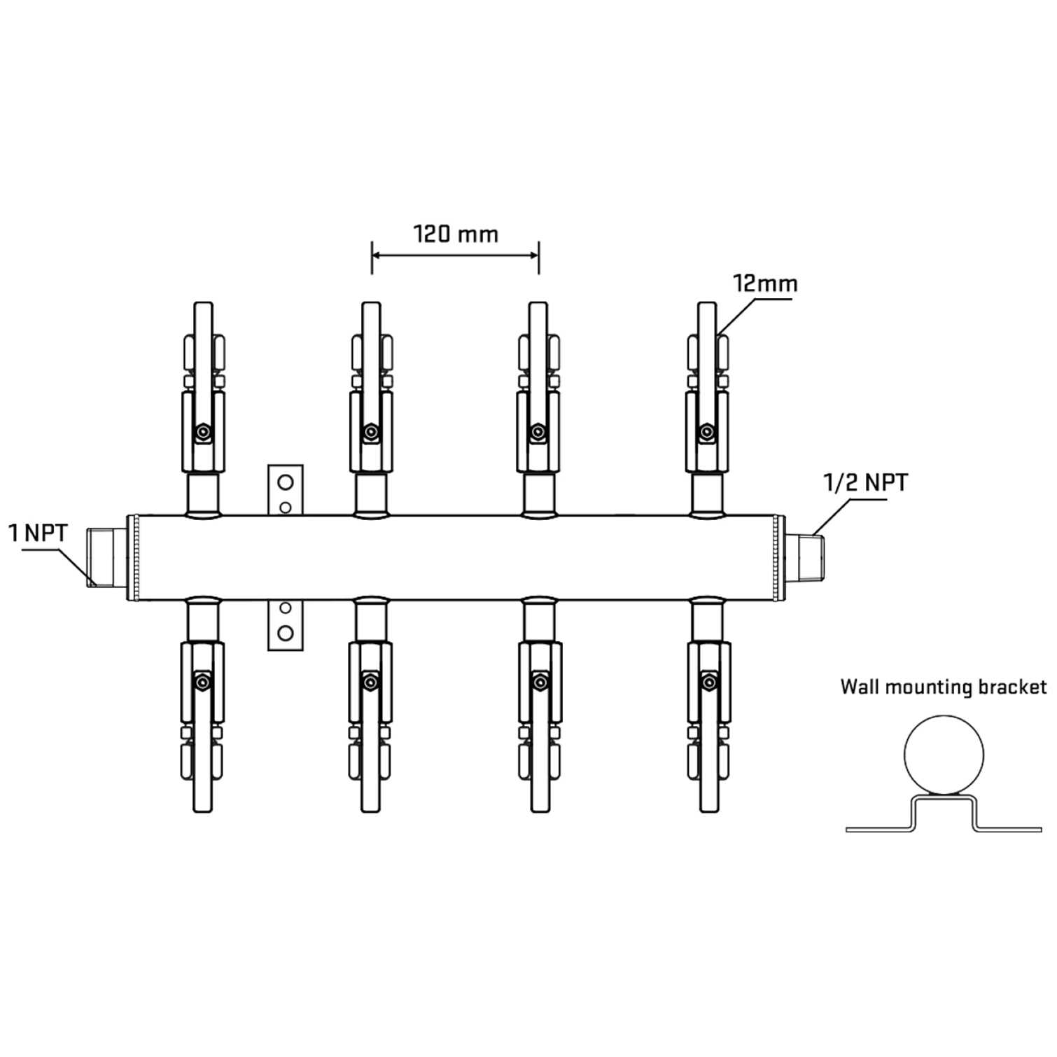 M508B101132 Manifolds Stainless Steel Double Sided