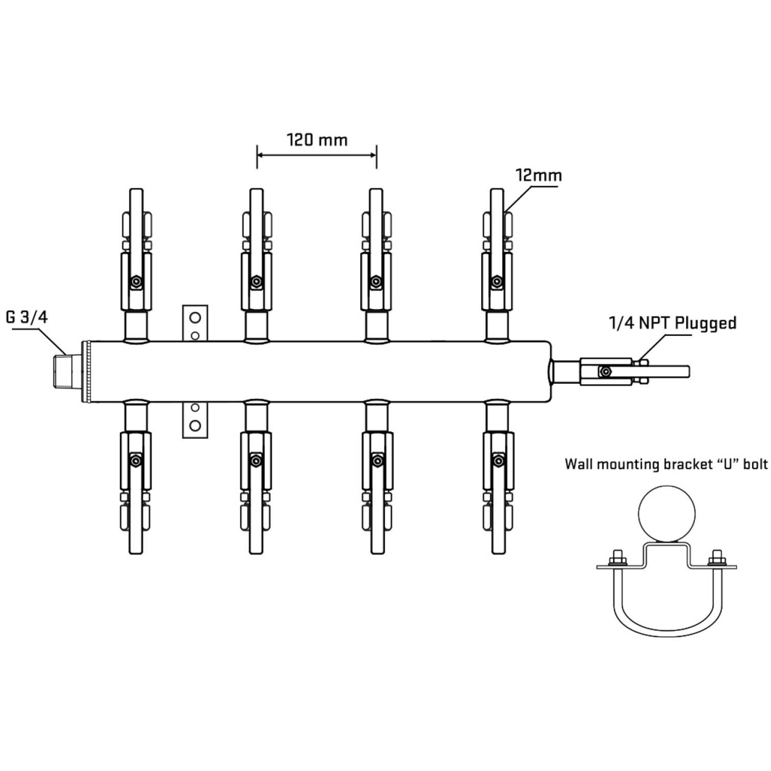 M508B110421 Manifolds Stainless Steel Double Sided