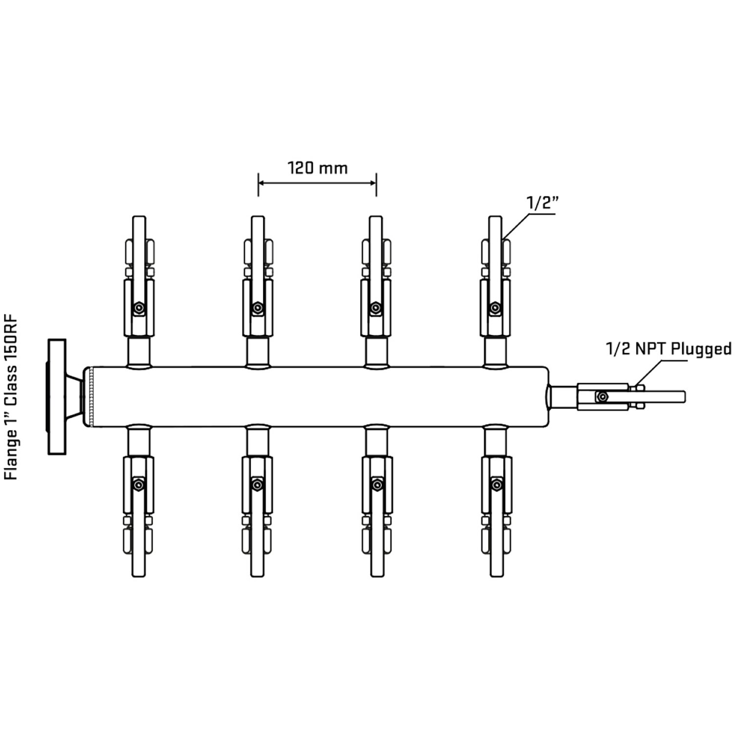 M508B120110 Manifolds Stainless Steel Double Sided