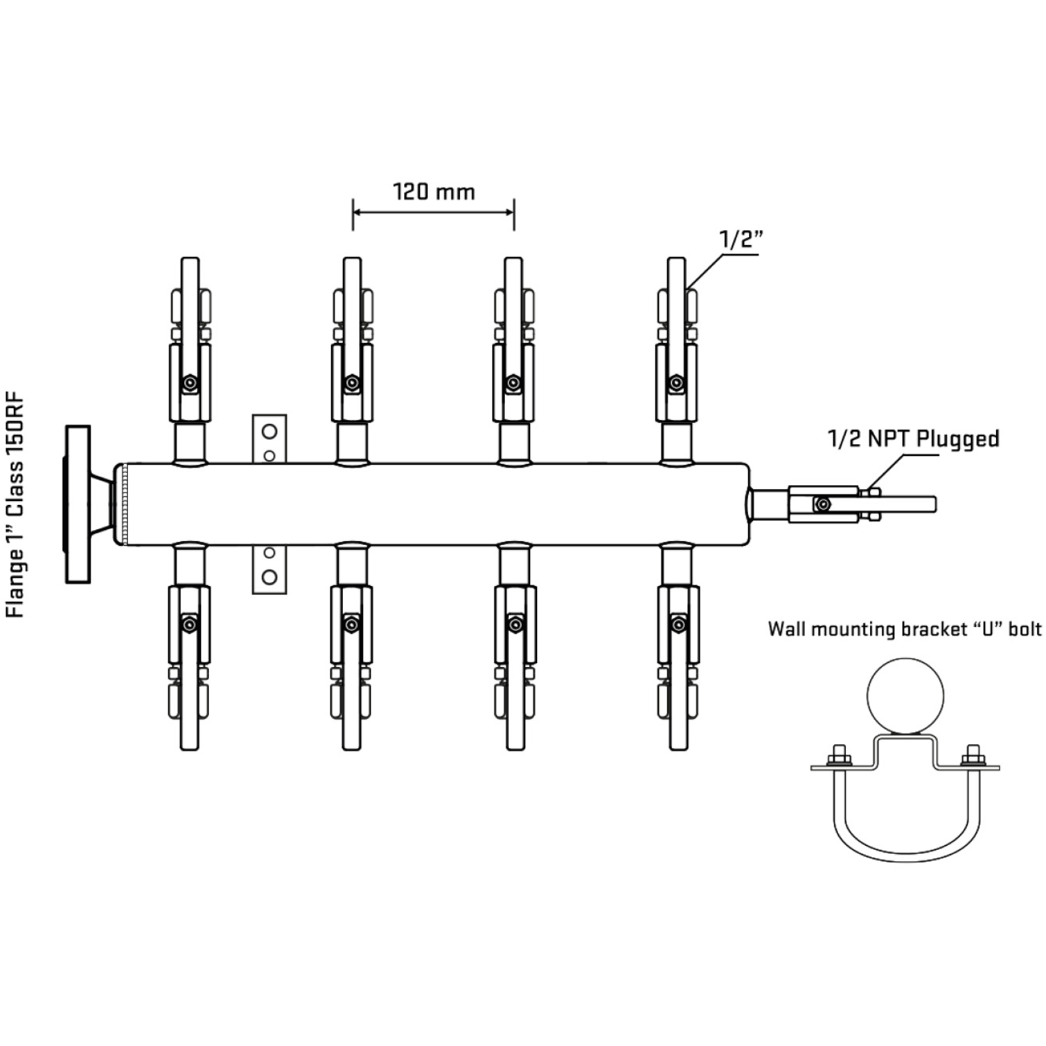 M508B120111 Manifolds Stainless Steel Double Sided