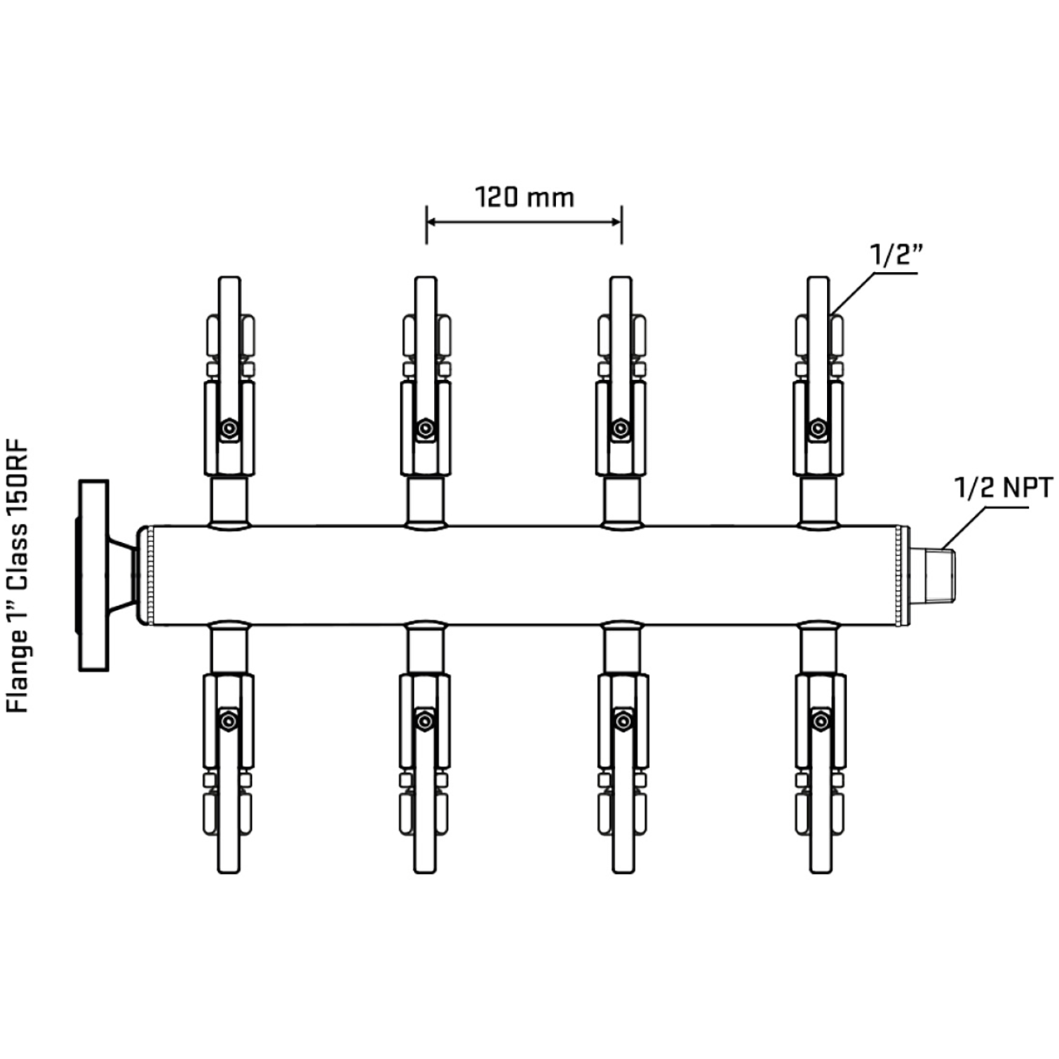 M508B120130 Manifolds Stainless Steel Double Sided