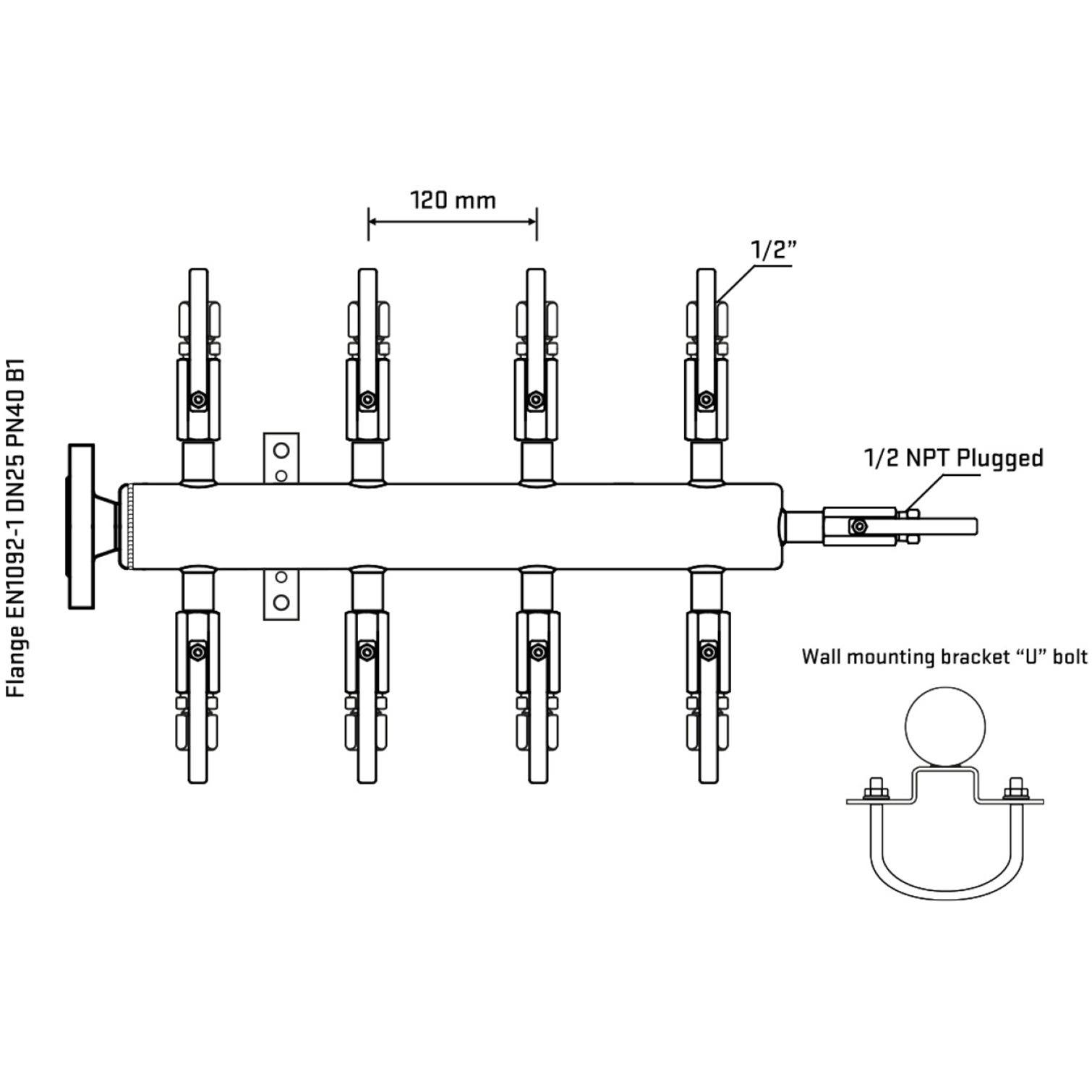 M508B120311 Manifolds Stainless Steel Double Sided