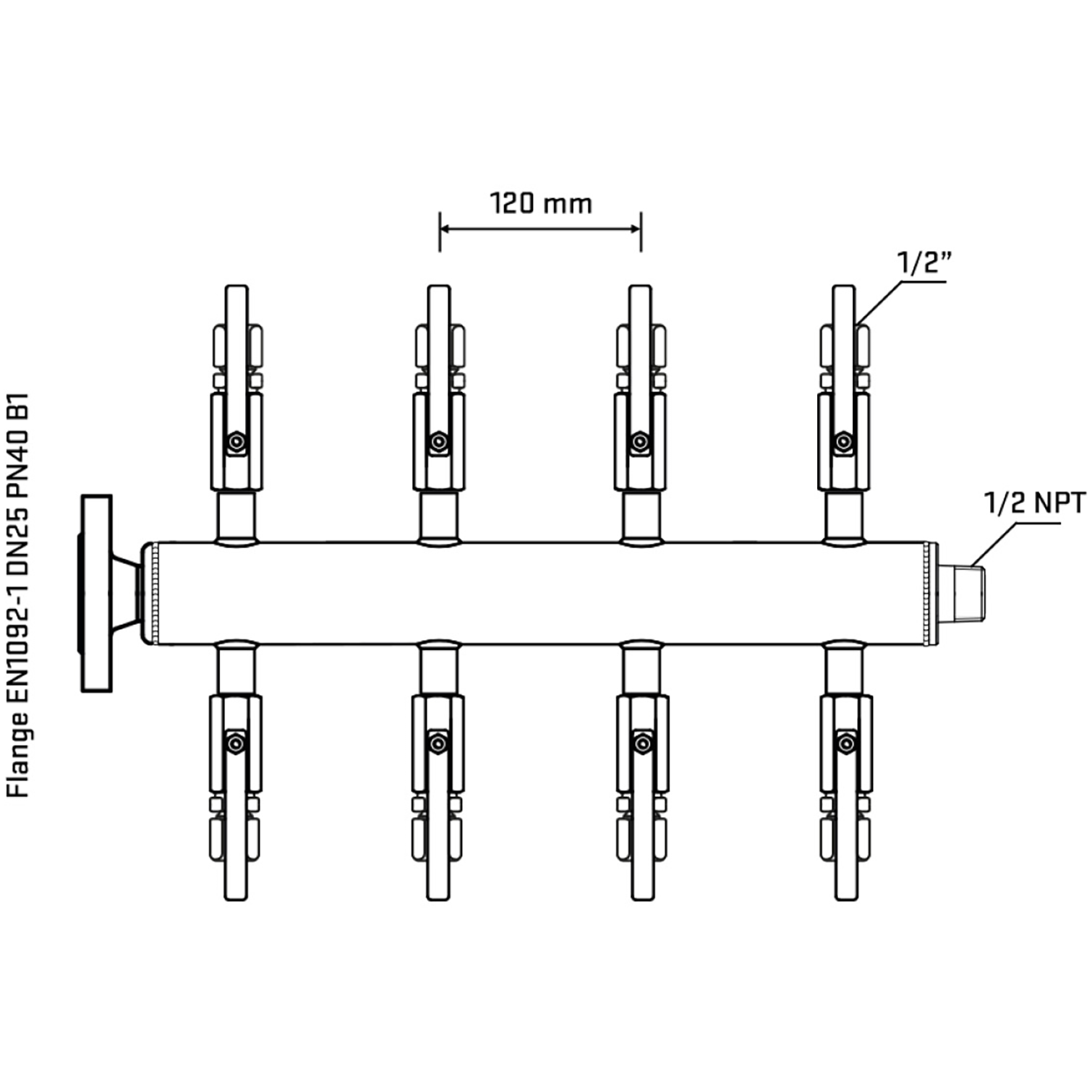 M508B120330 Manifolds Stainless Steel Double Sided