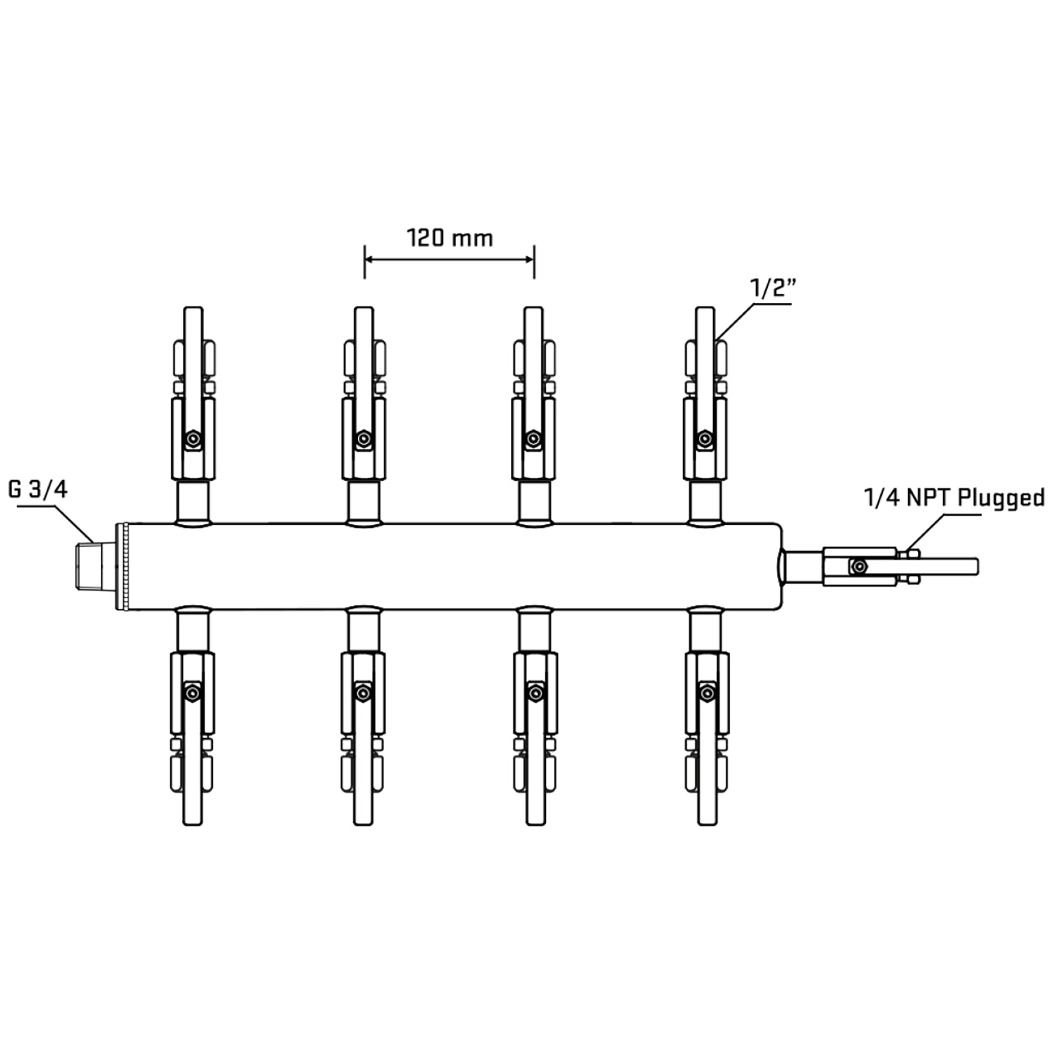 M508B120420 Manifolds Stainless Steel Double Sided