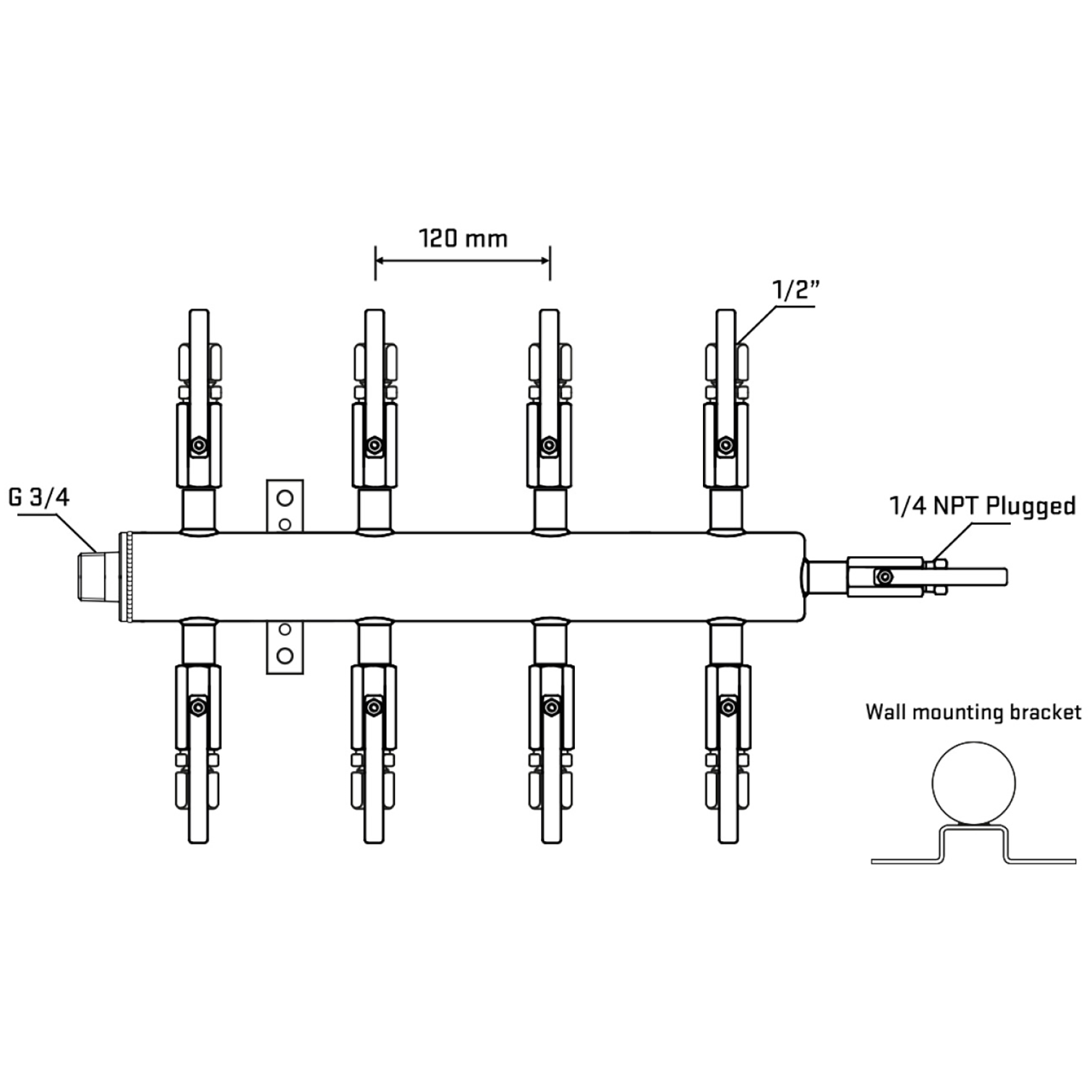 M508B120422 Manifolds Stainless Steel Double Sided