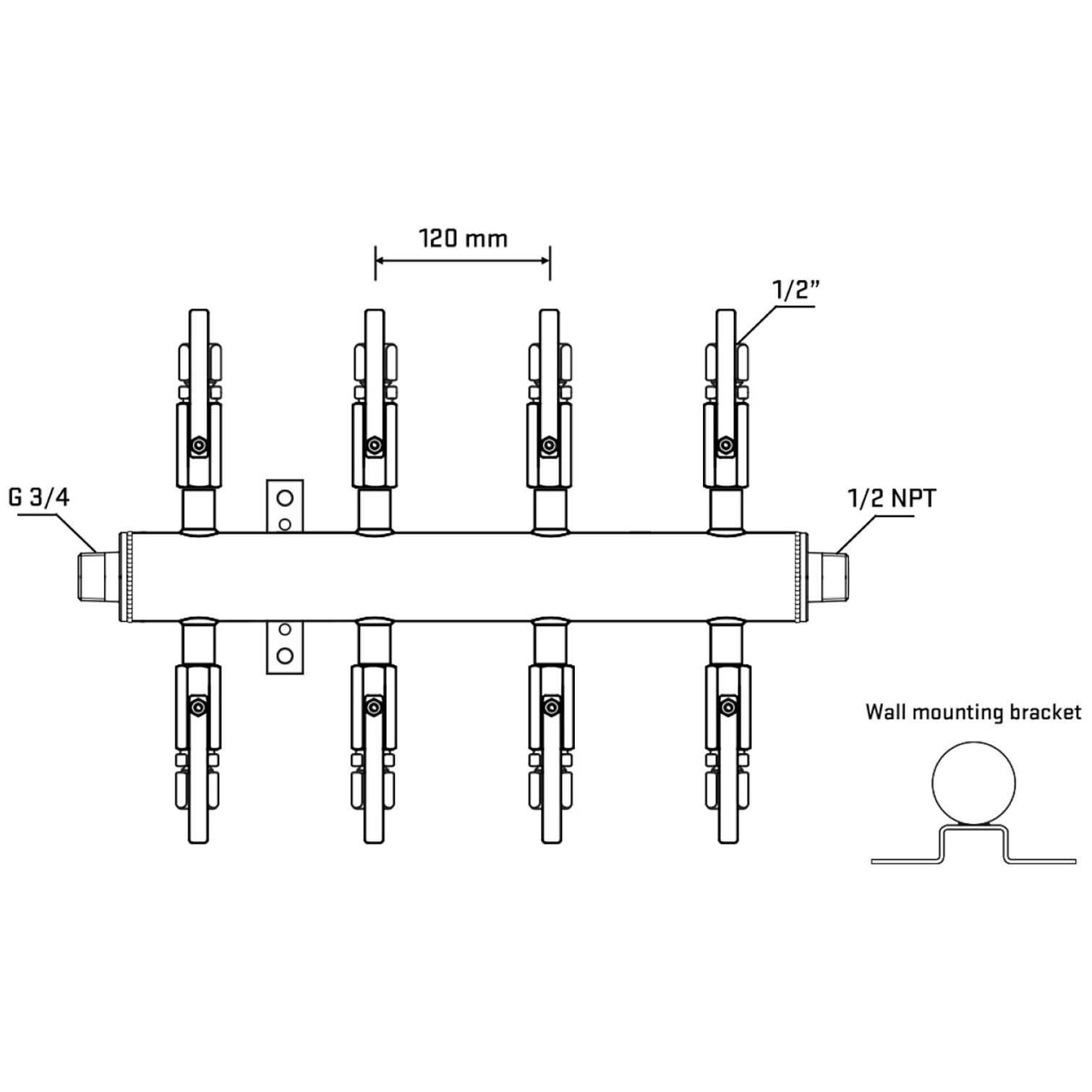 M508B120432 Manifolds Stainless Steel Double Sided