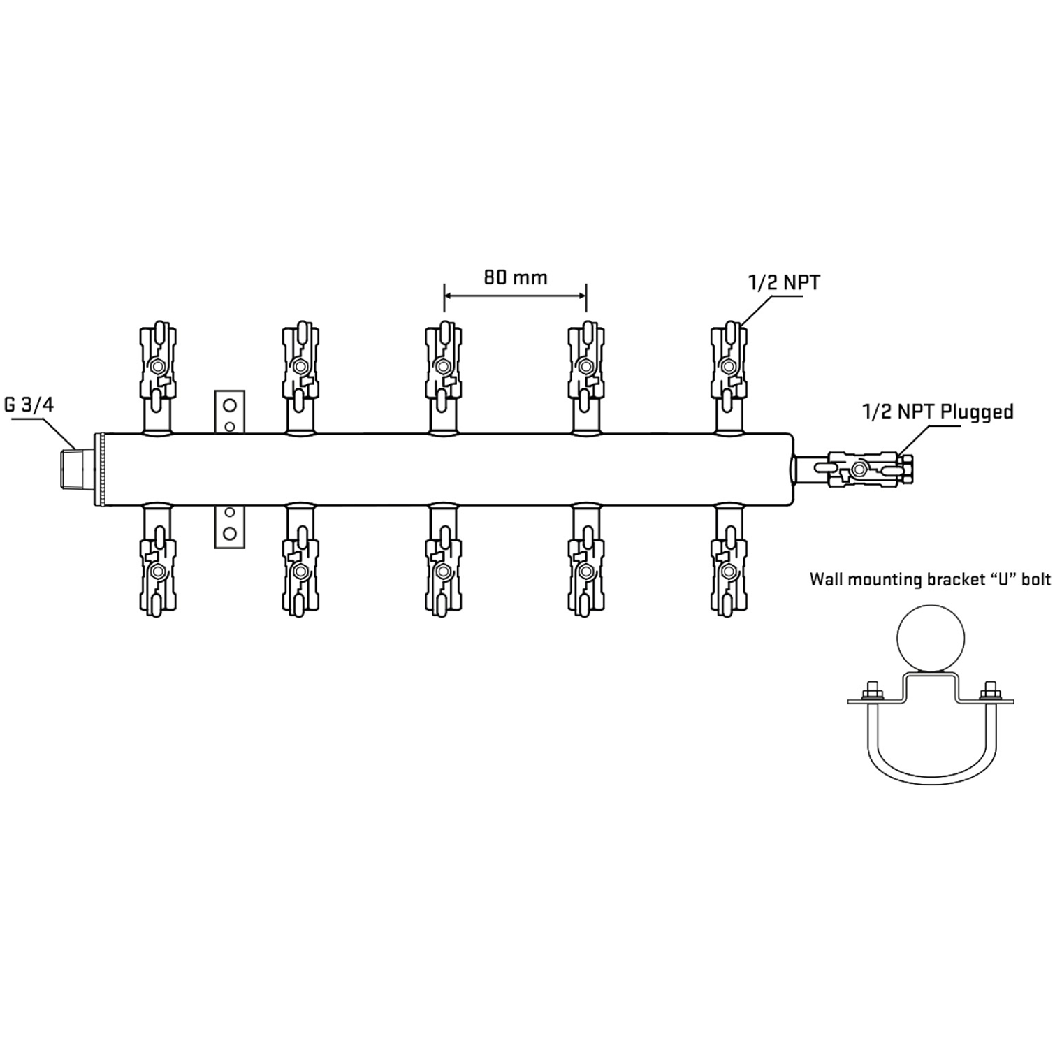 M510A010411 Manifolds Stainless Steel Double Sided