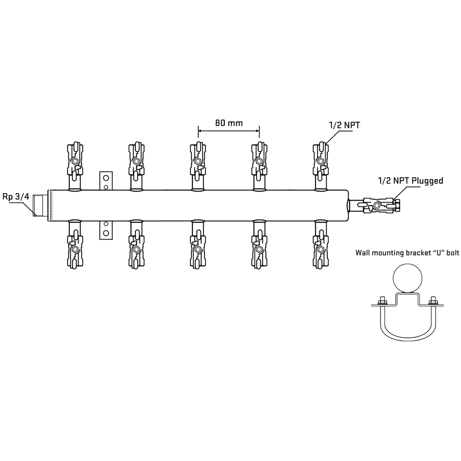 M510A010611 Manifolds Stainless Steel Double Sided