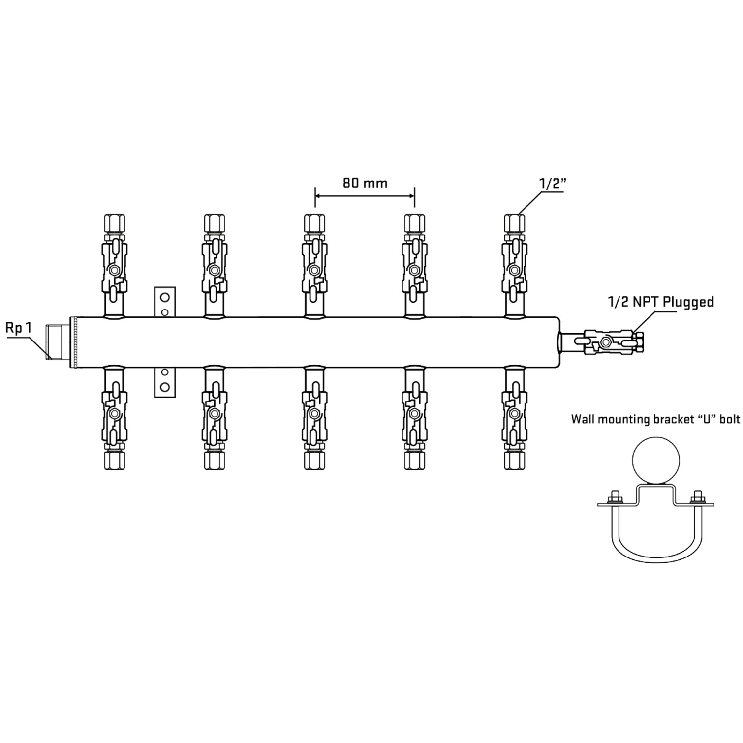 M510A050711 Manifolds Stainless Steel Double Sided