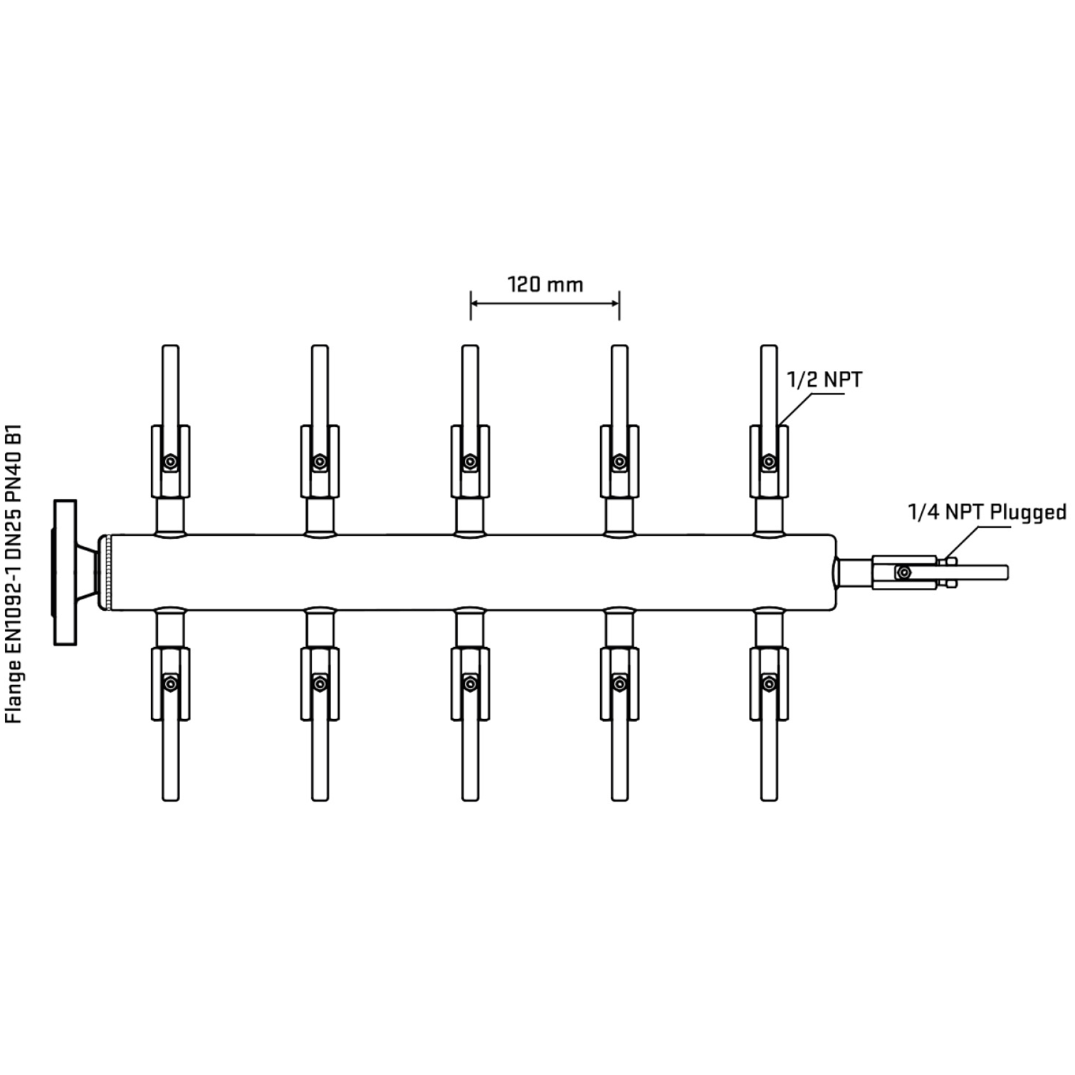 M510B080320 Manifolds Stainless Steel Double Sided