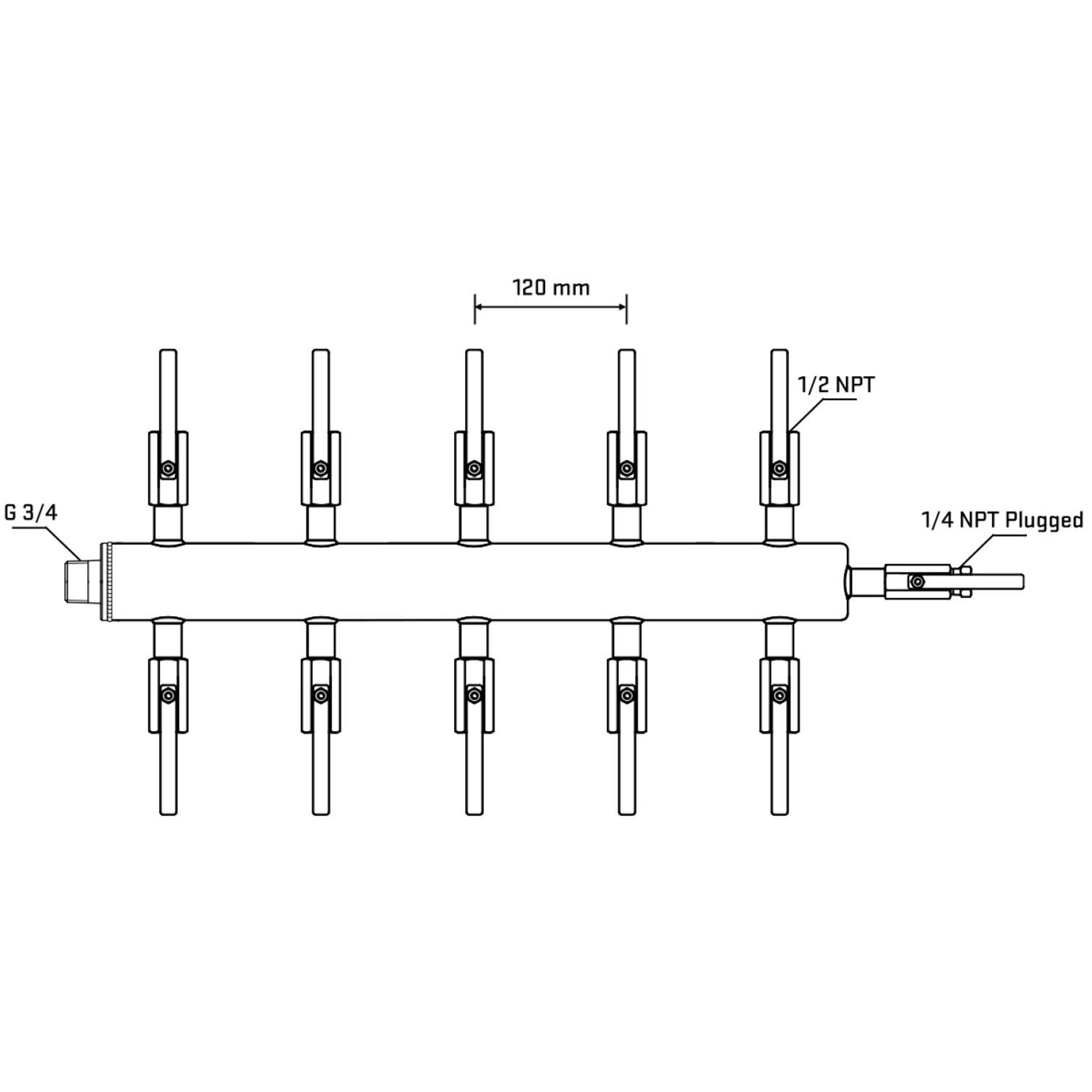 M510B080420 Manifolds Stainless Steel Double Sided