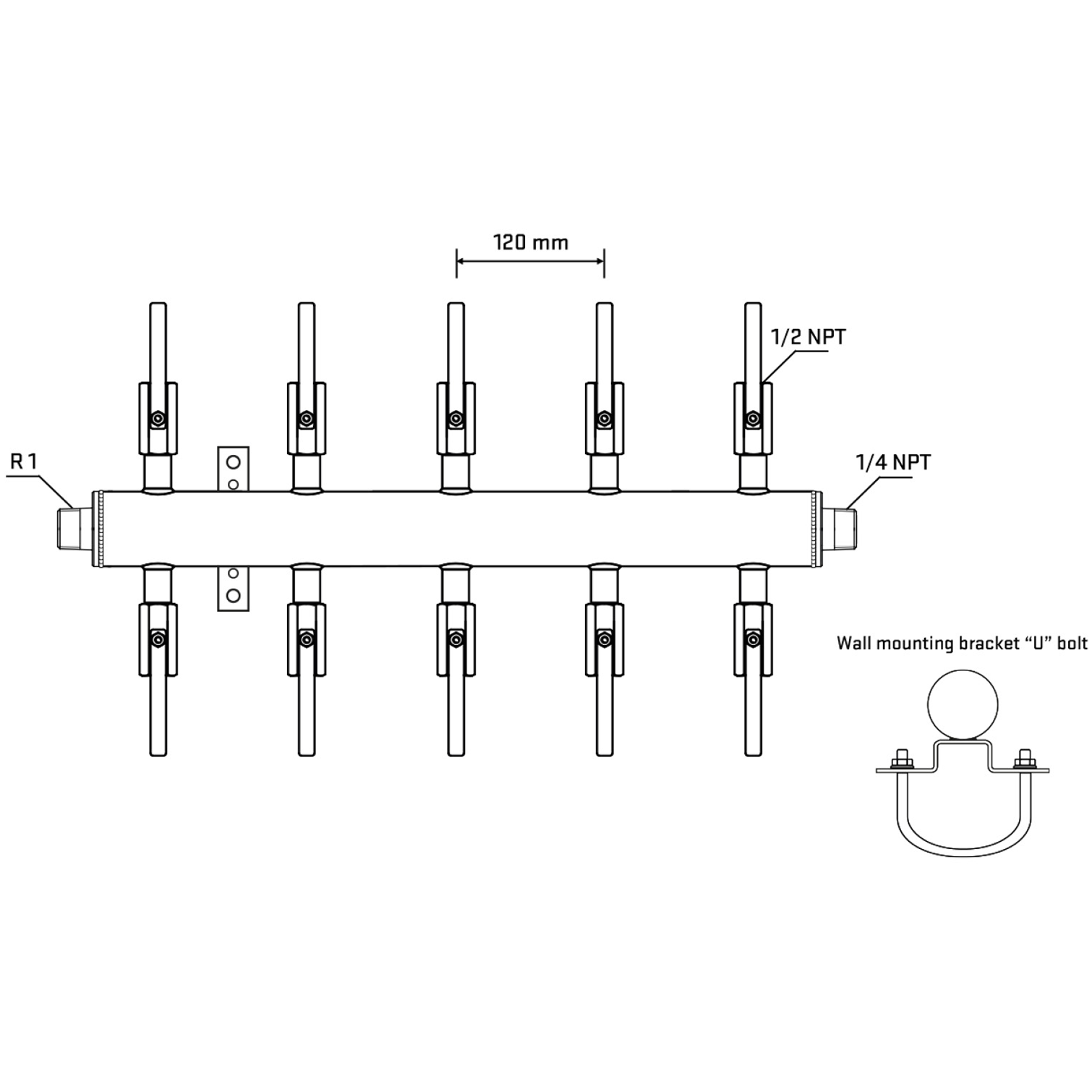 M510B080541 Manifolds Stainless Steel Double Sided