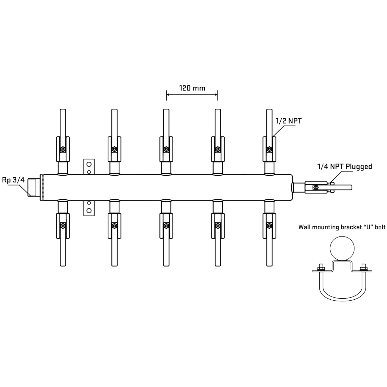 M510B080621 Manifolds Stainless Steel Double Sided