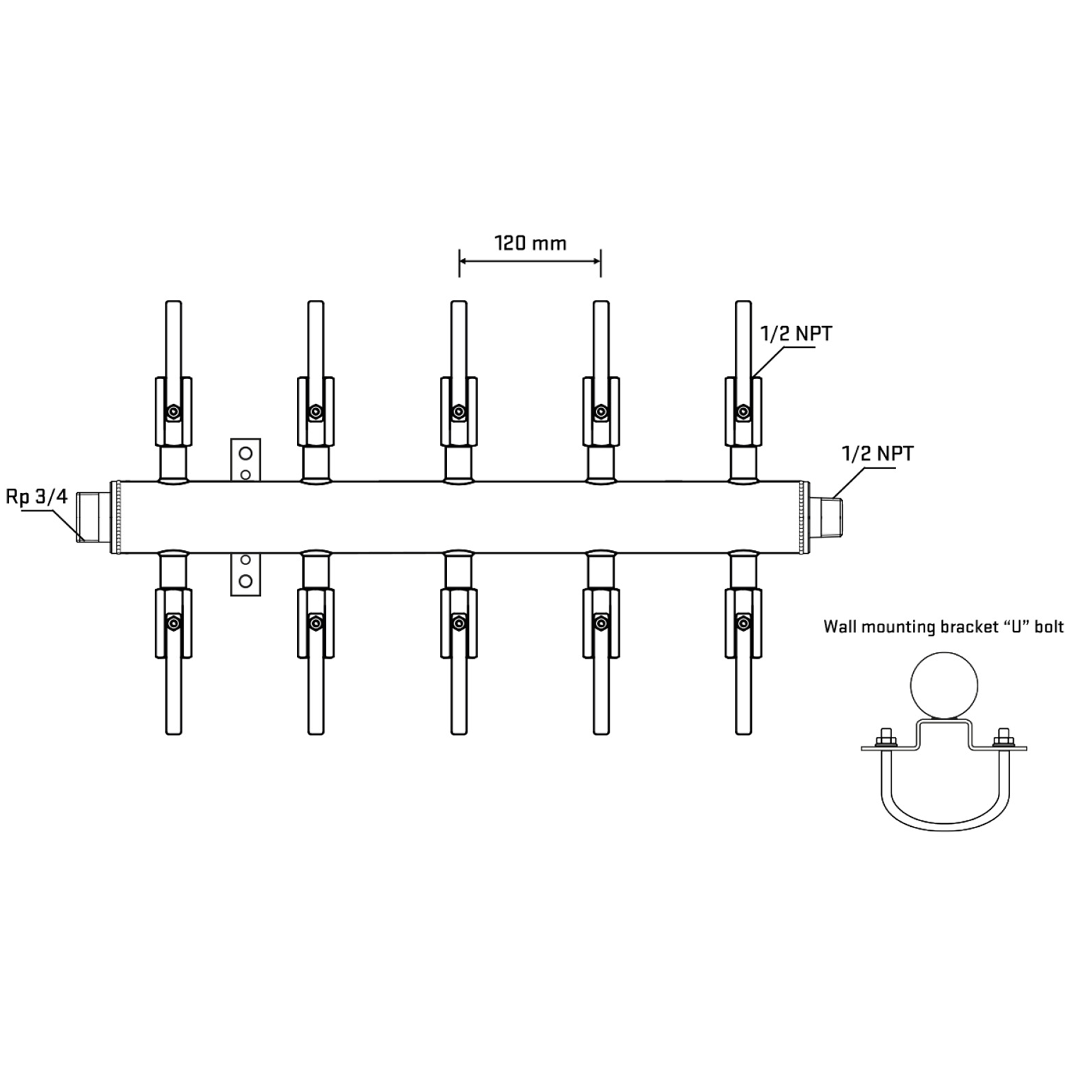 M510B080631 Manifolds Stainless Steel Double Sided