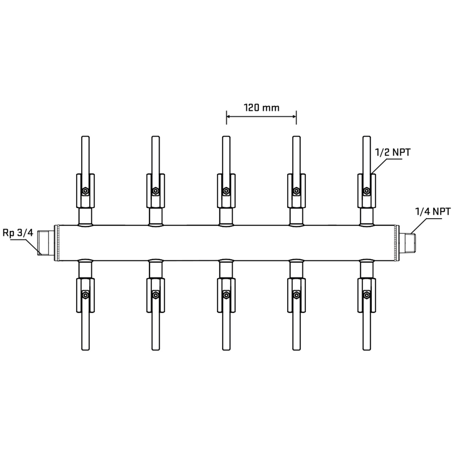 M510B080640 Manifolds Stainless Steel Double Sided