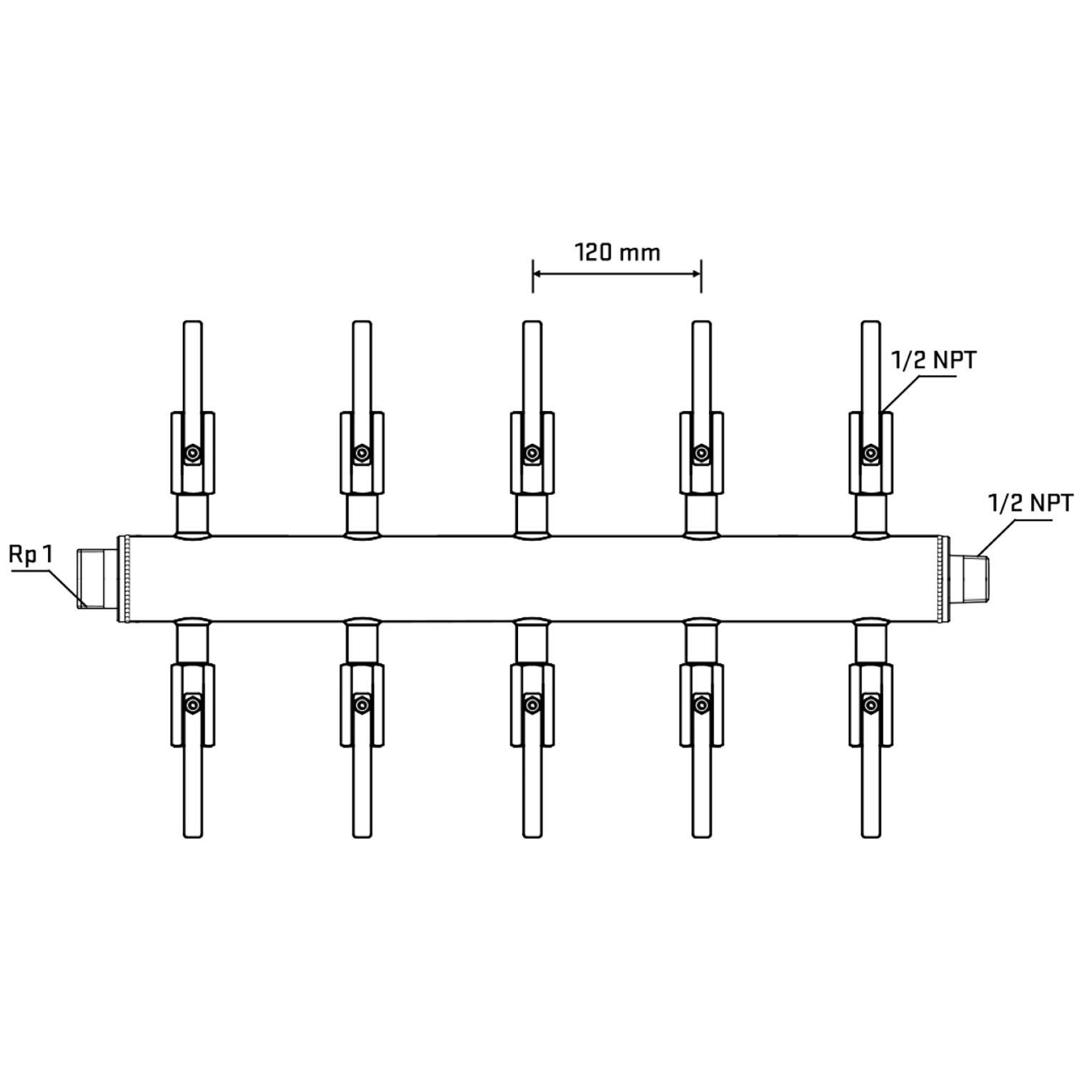 M510B080730 Manifolds Stainless Steel Double Sided