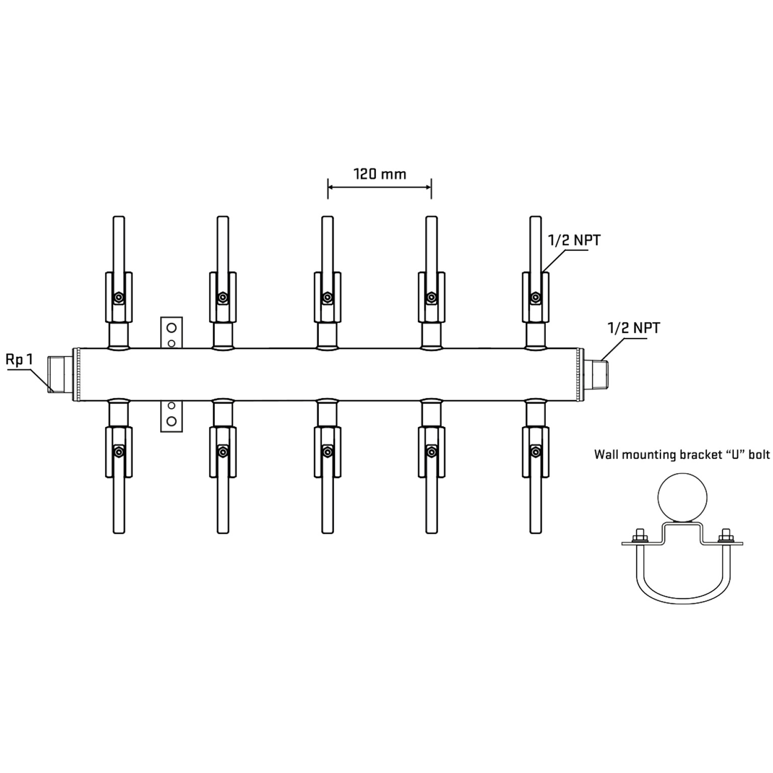 M510B080731 Manifolds Stainless Steel Double Sided